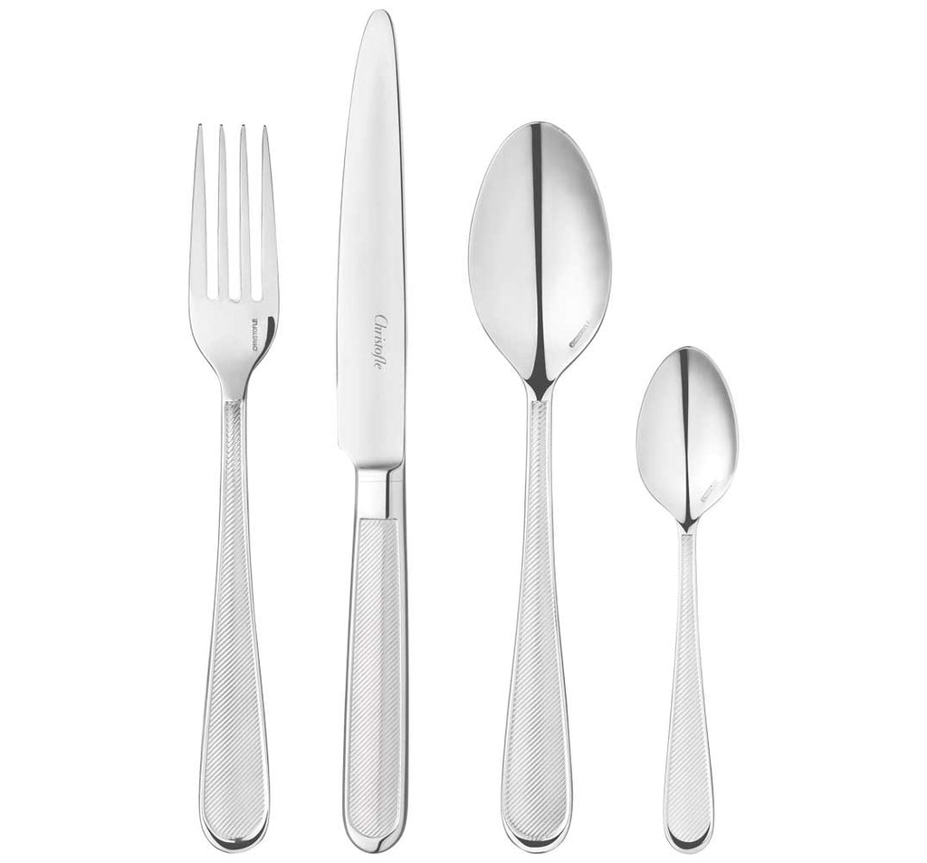 christofle concorde stainless steel table fork, dinner knife,  table spoon, coffee spoon