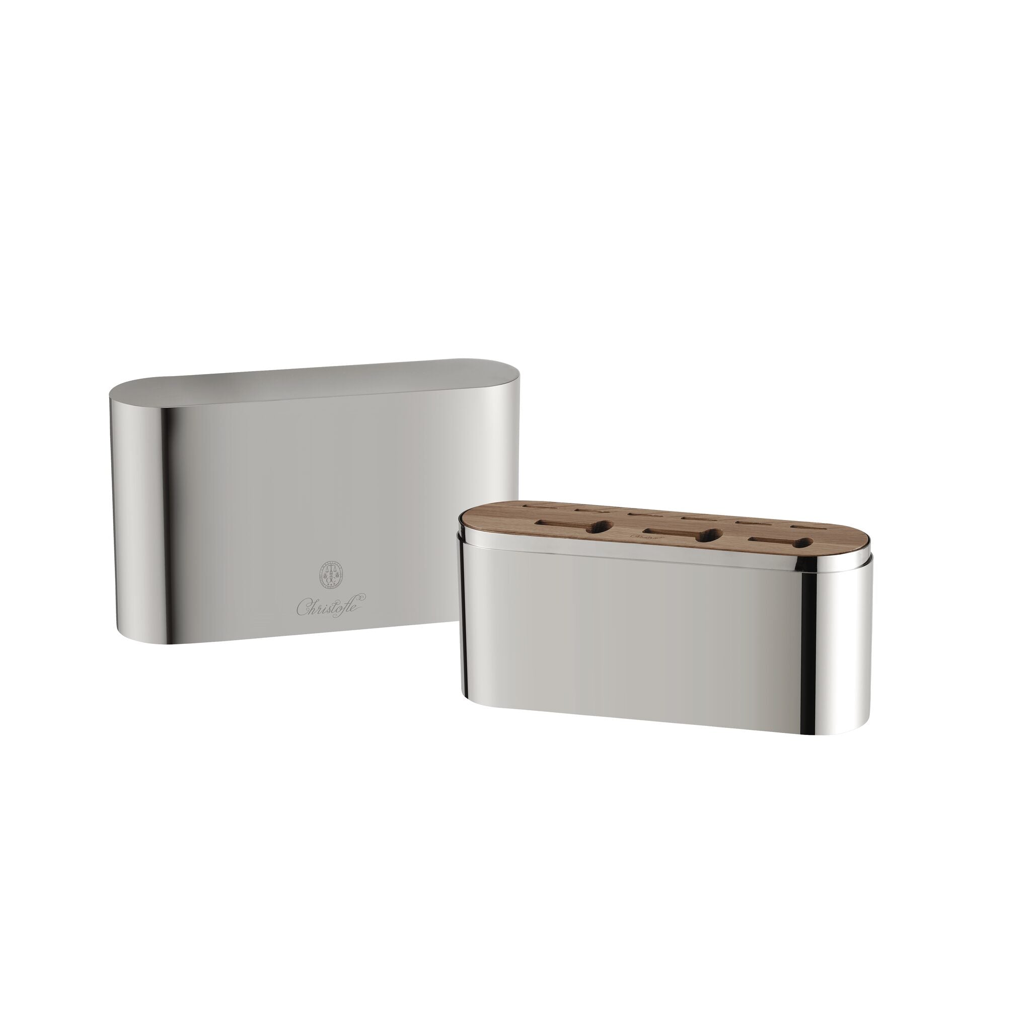 Christofle Concorde Stainless Steel Case - 24-piece Stainless Steel (sold Empty) in stainless steel on a white background