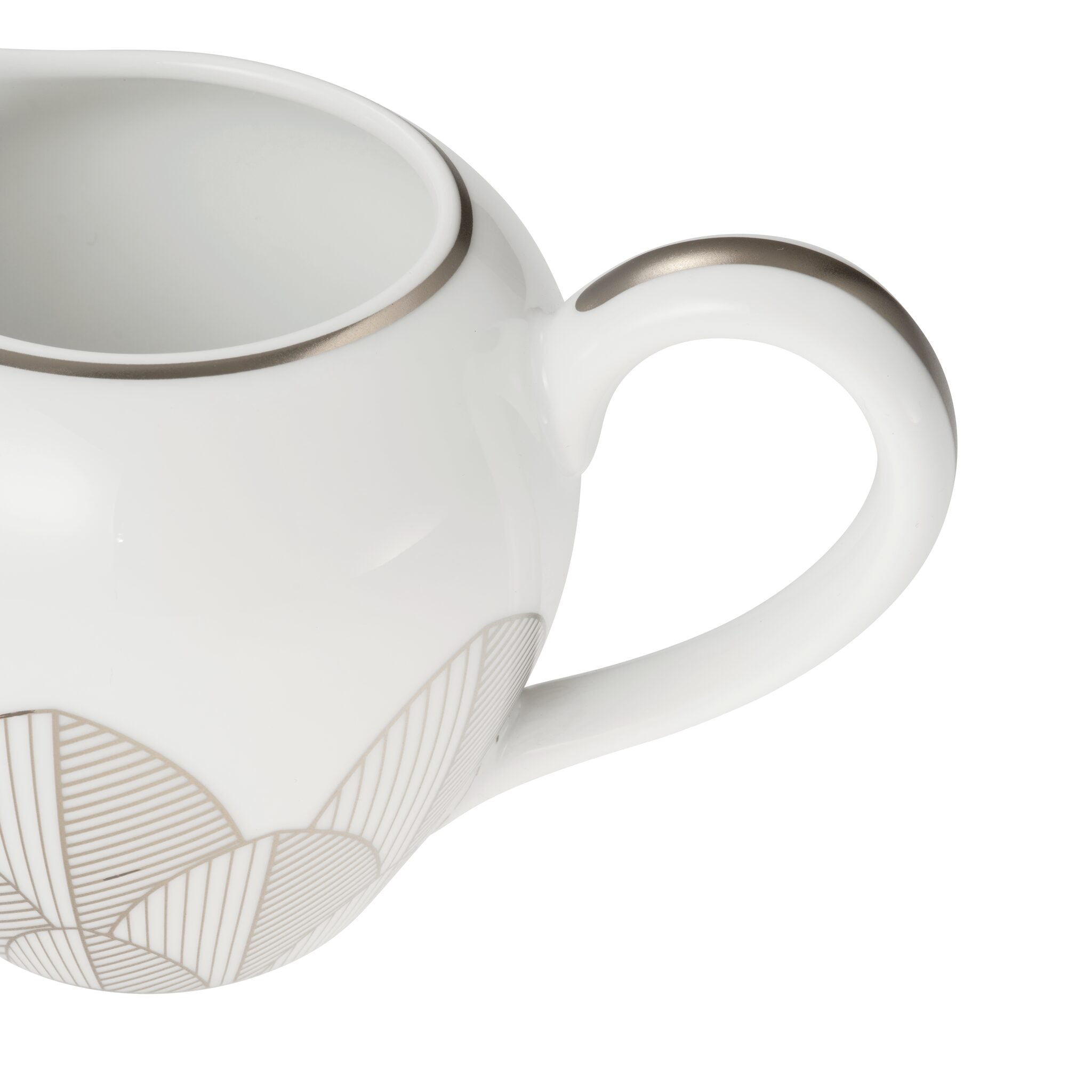 Christofle Malmaison Porcelain Cream Pitcher 25cl Platinum Finish in porcelain on a white background