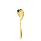 Christofle L'Ame de Christofle Gold Stainless Steel Cream Soup Spoon in stainless steel on a white background