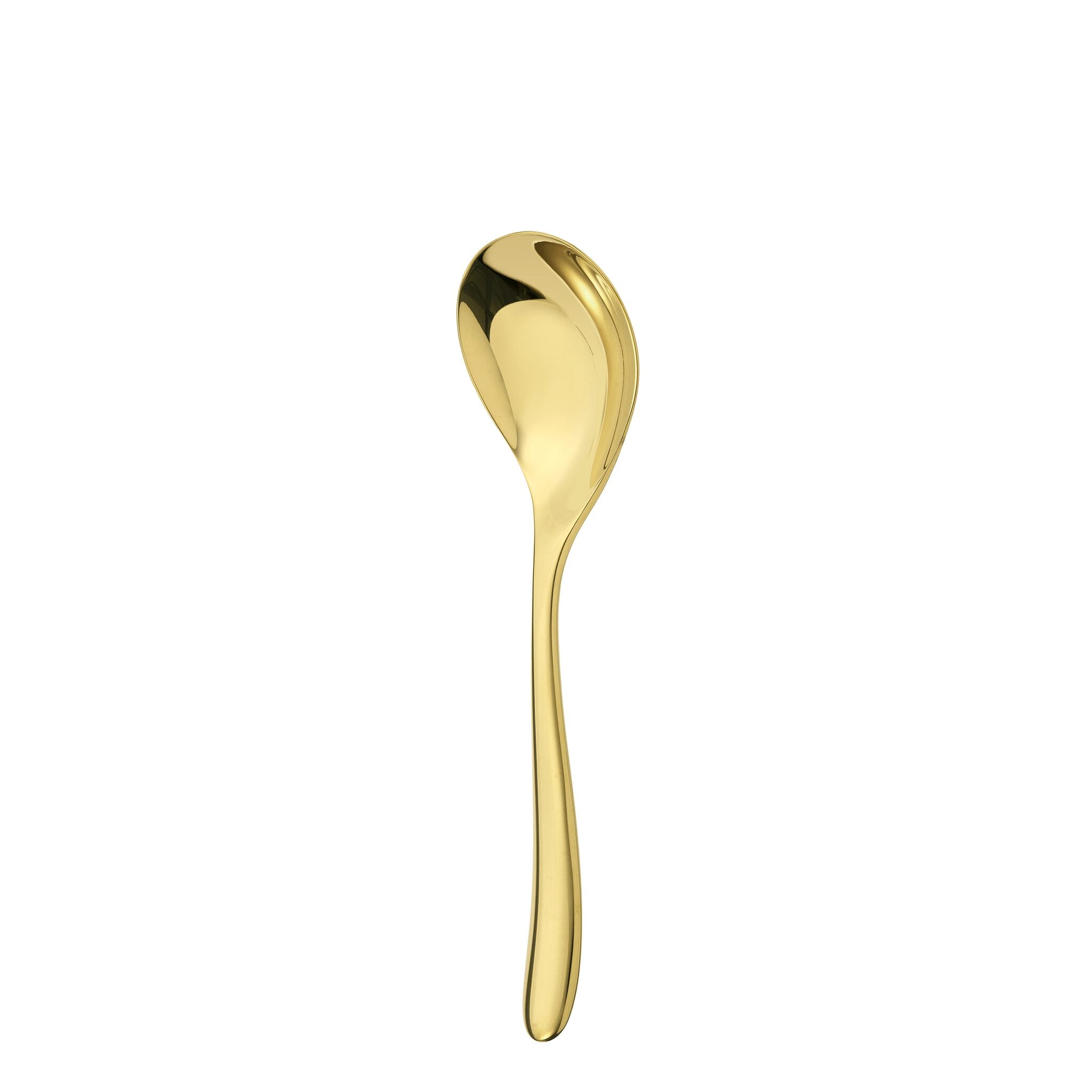 Christofle L'Ame de Christofle Gold Stainless Steel Cream Soup Spoon in stainless steel on a white background