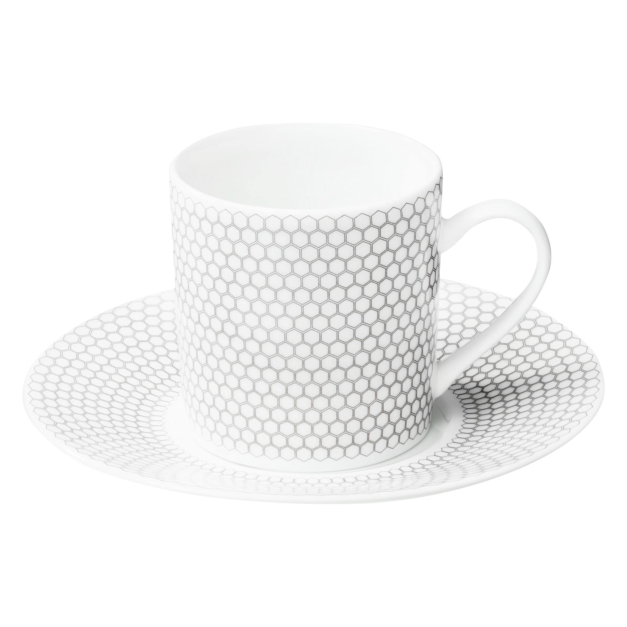 Christofle Madison 6 Porcelain Demitasse Cup and Saucer in porcelain on a white background