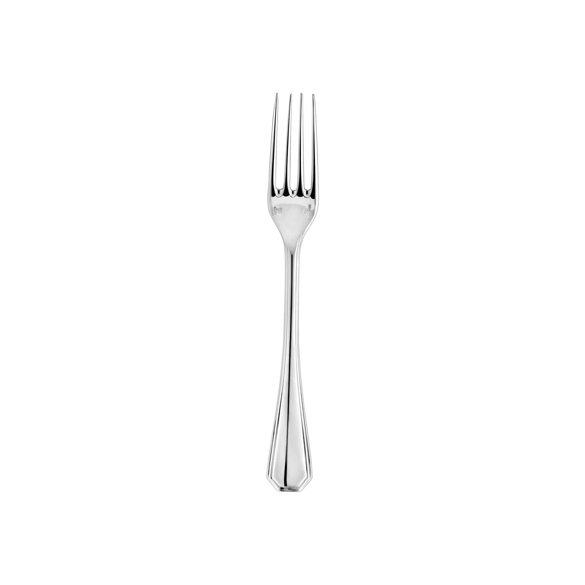 Christofle America Silver-Plated Dessert Fork in silver-plate on a white background
