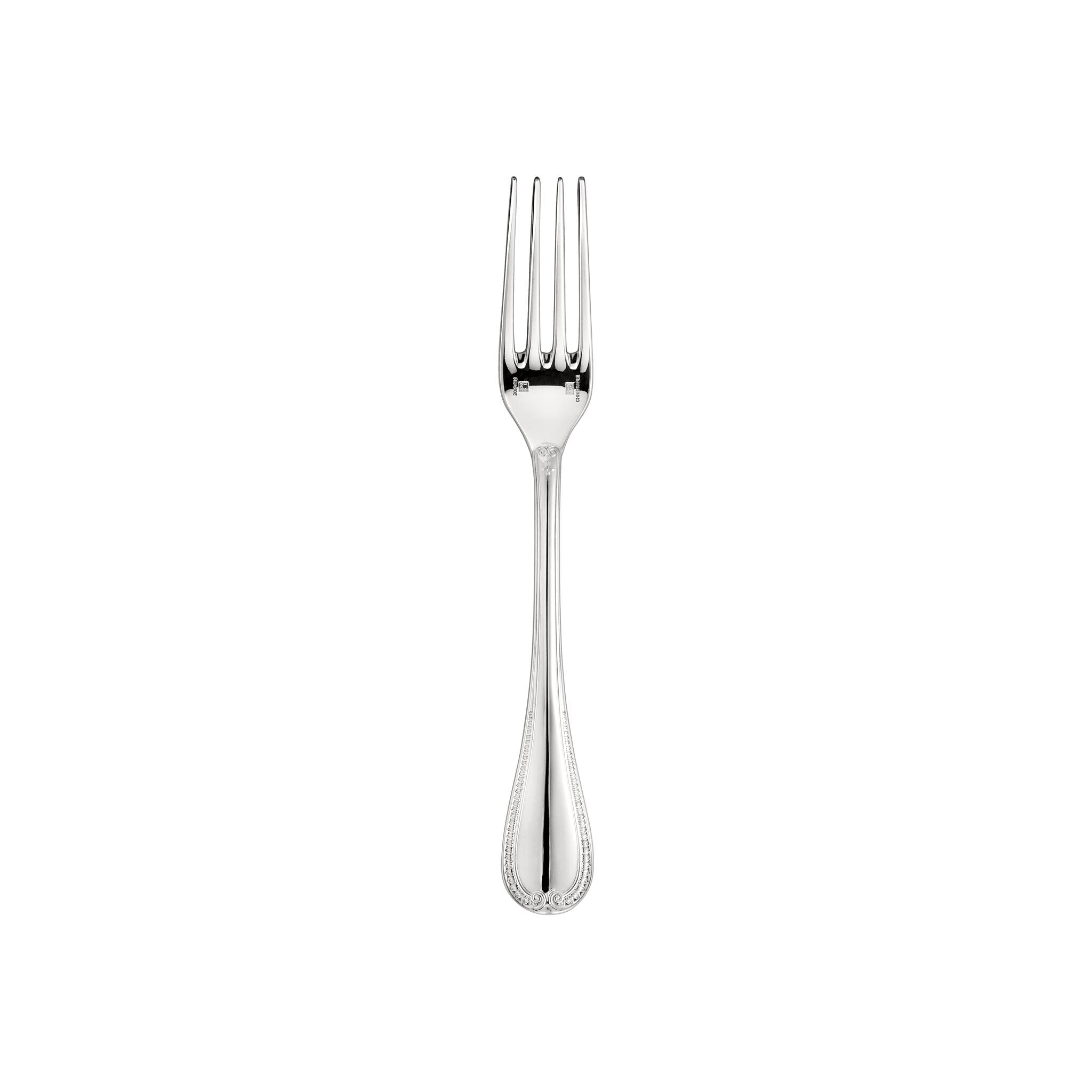 Christofle Malmaison Silver-Plated Dessert Fork in silver-plate on a white background
