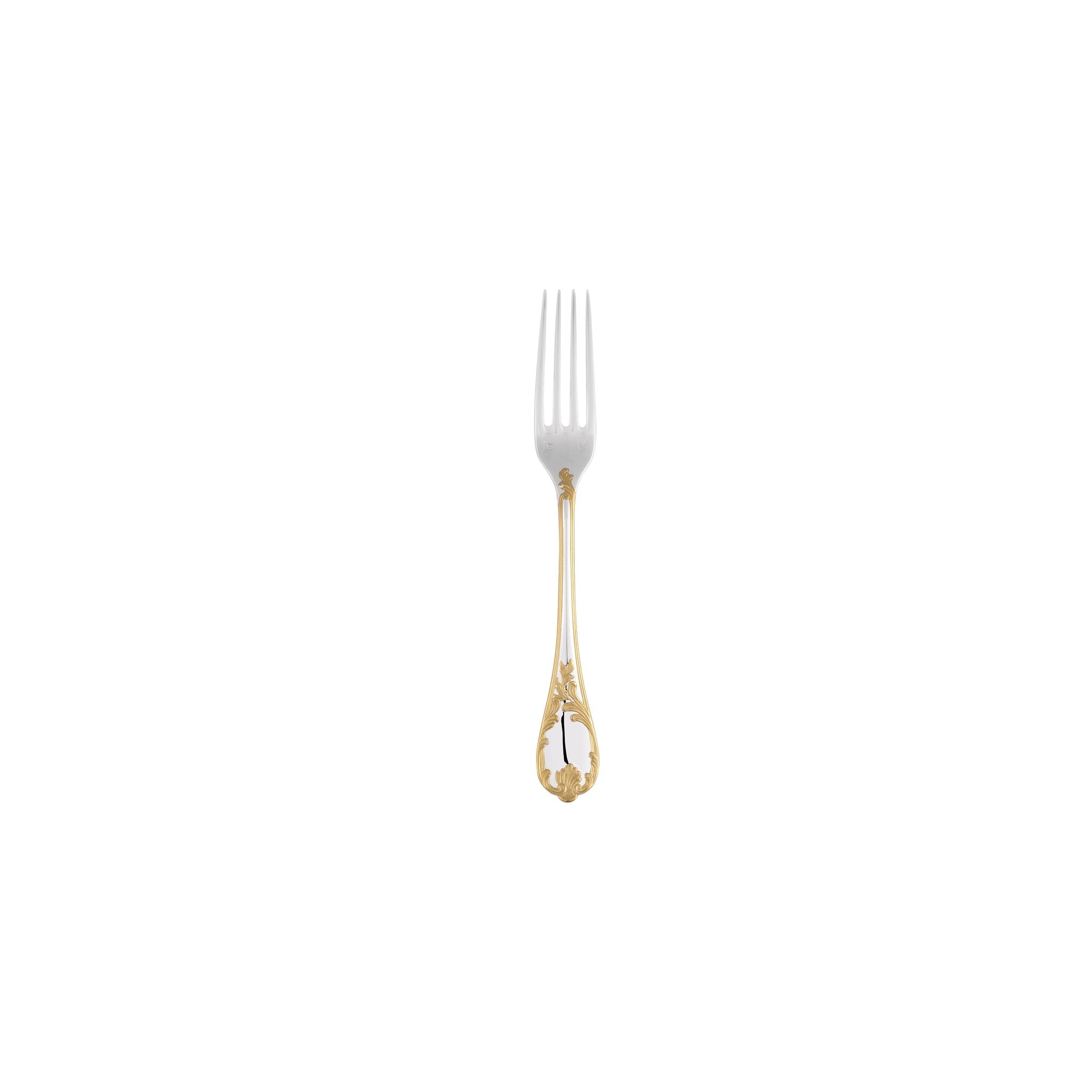 Christofle Silver Plated Dessert Fork in silver-plate on a white background