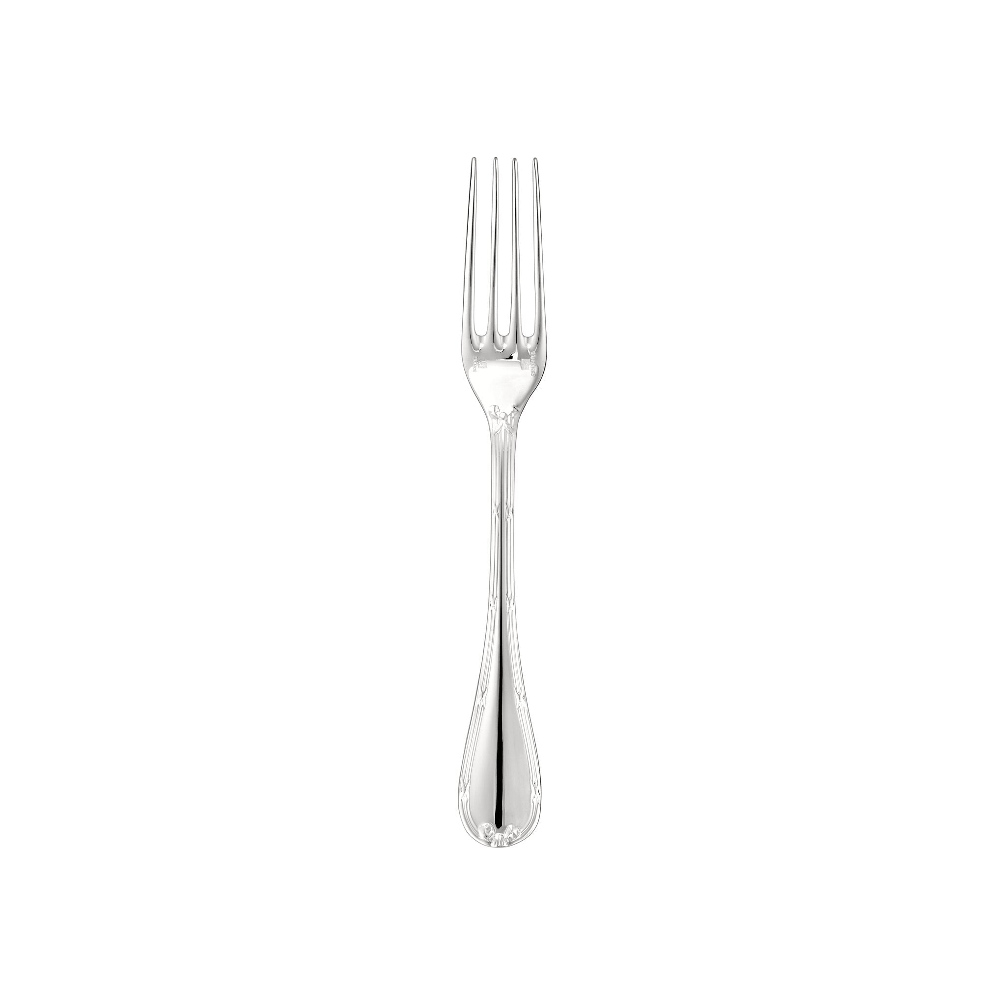 Christofle Rubans Silver-Plated Dessert Fork in silver-plate on a white background