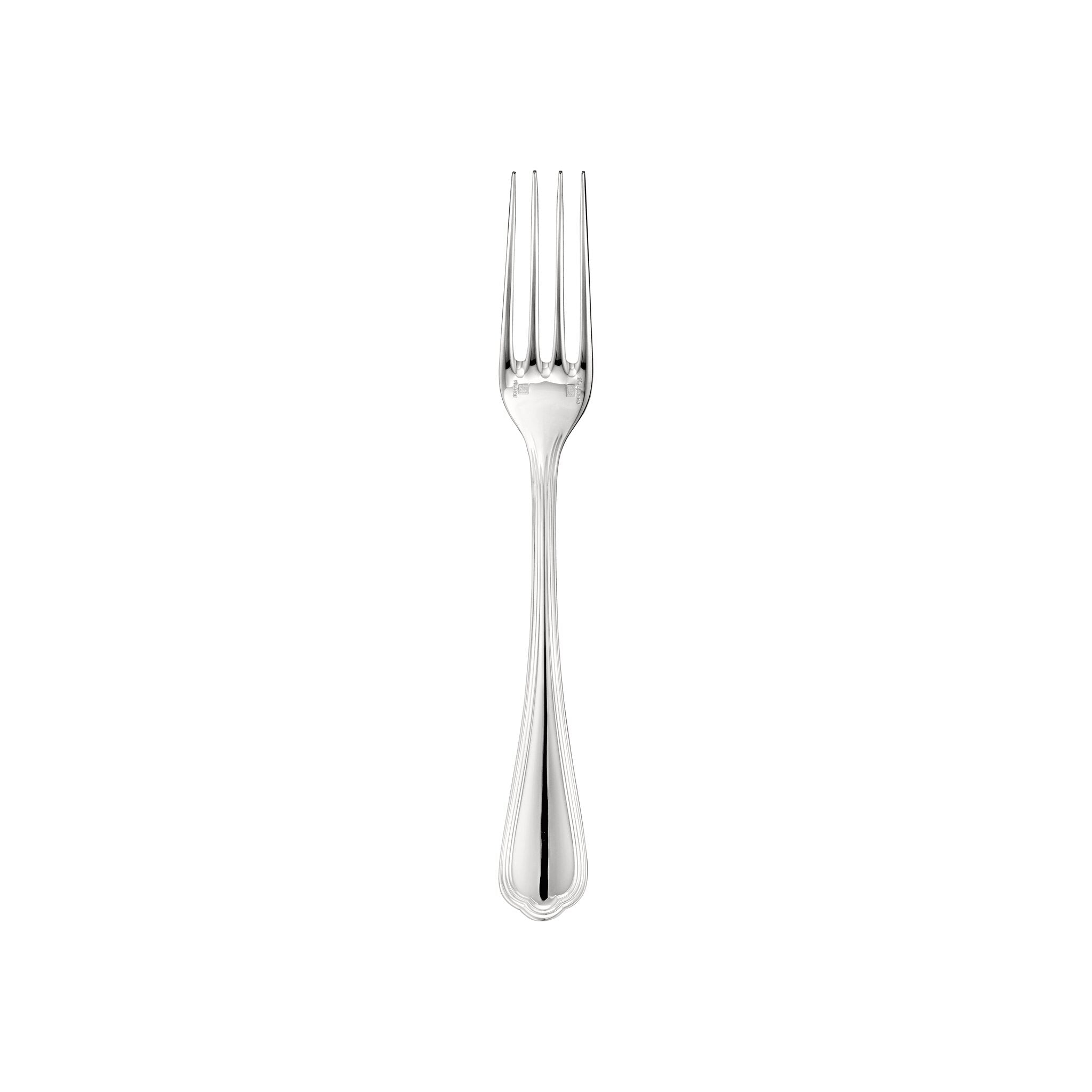 Christofle Spatours Silver-Plated Dessert Fork in silver-plate on a white background