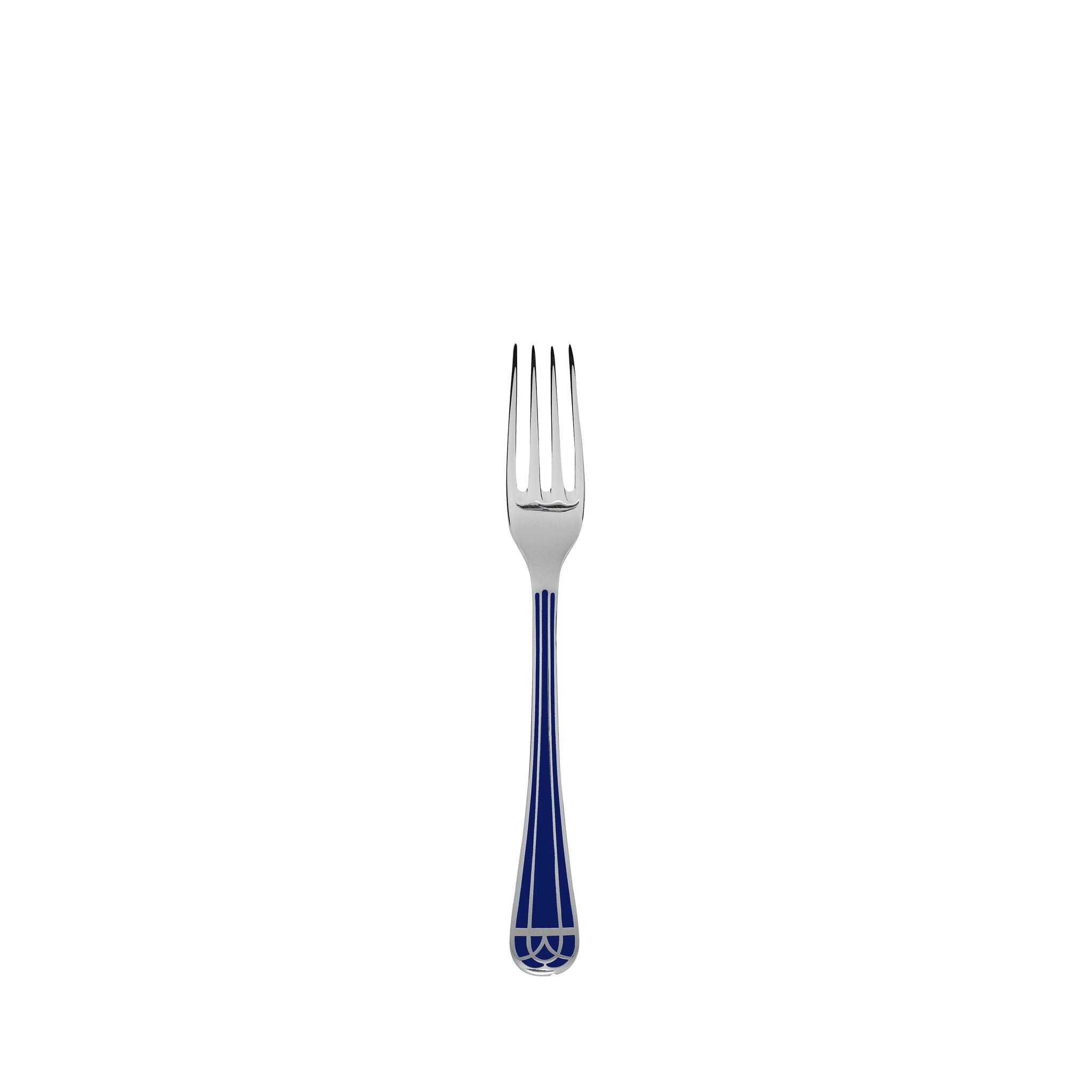 Christofle Silver Plated Dessert Fork - Marbled Blue in silver-plate on a white background