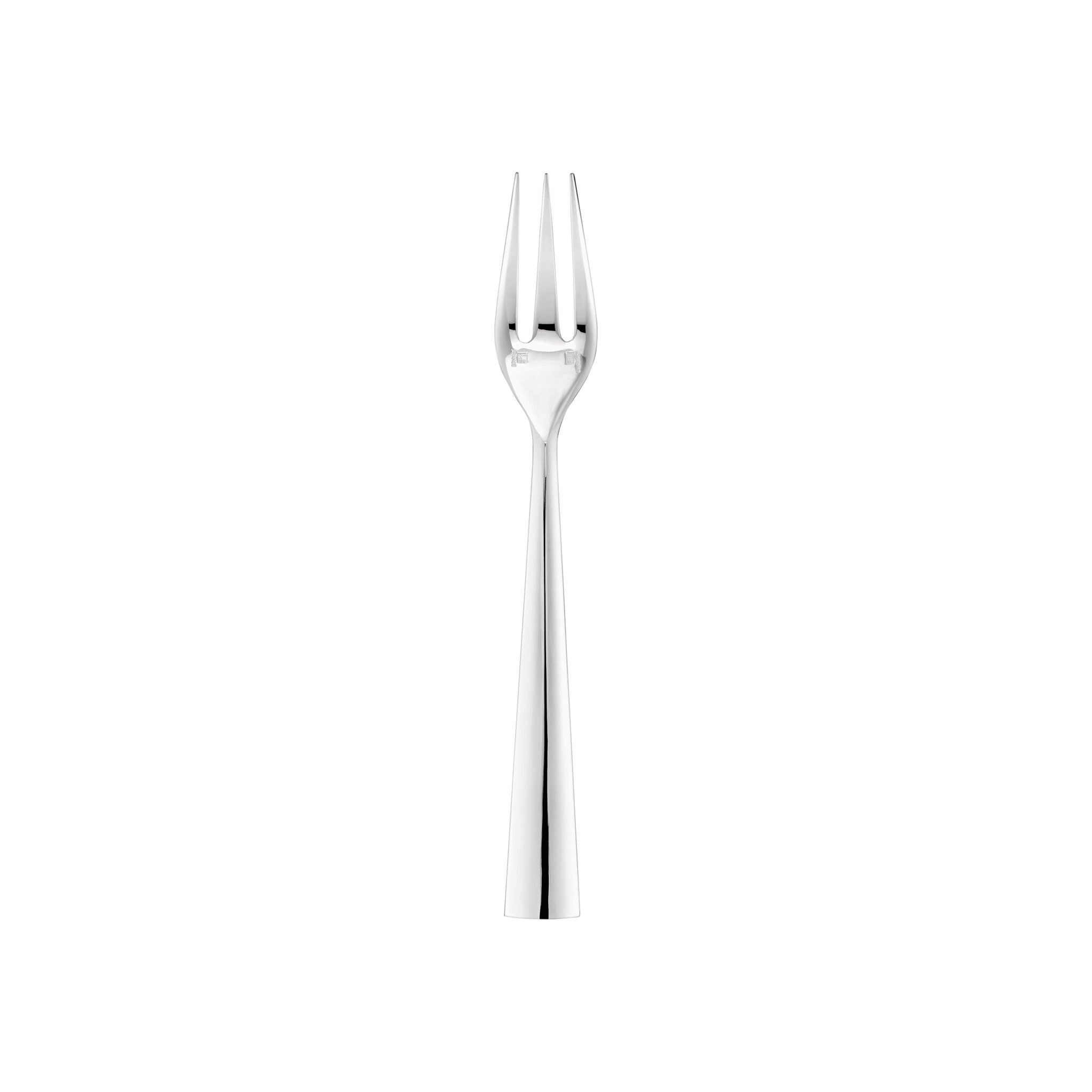 Christofle Silver Plated Dessert Fork in silver-plate on a white background