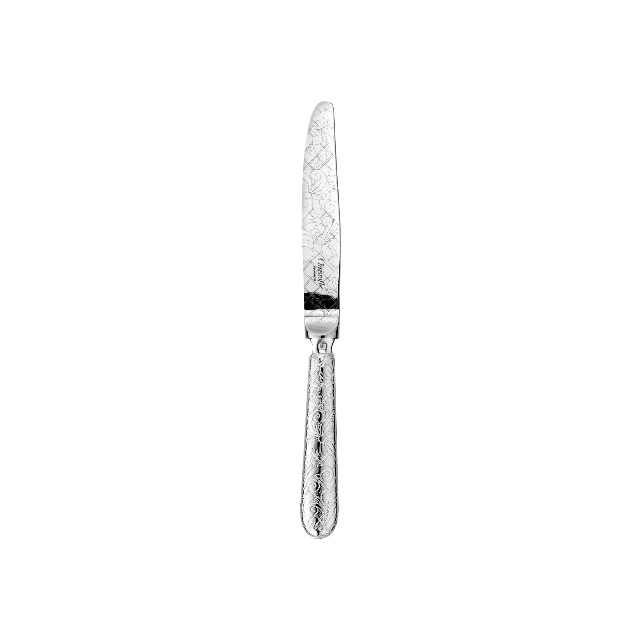 Christofle Jardin d'Eden Silver-Plated Dessert Knife in silver-plate on a white background