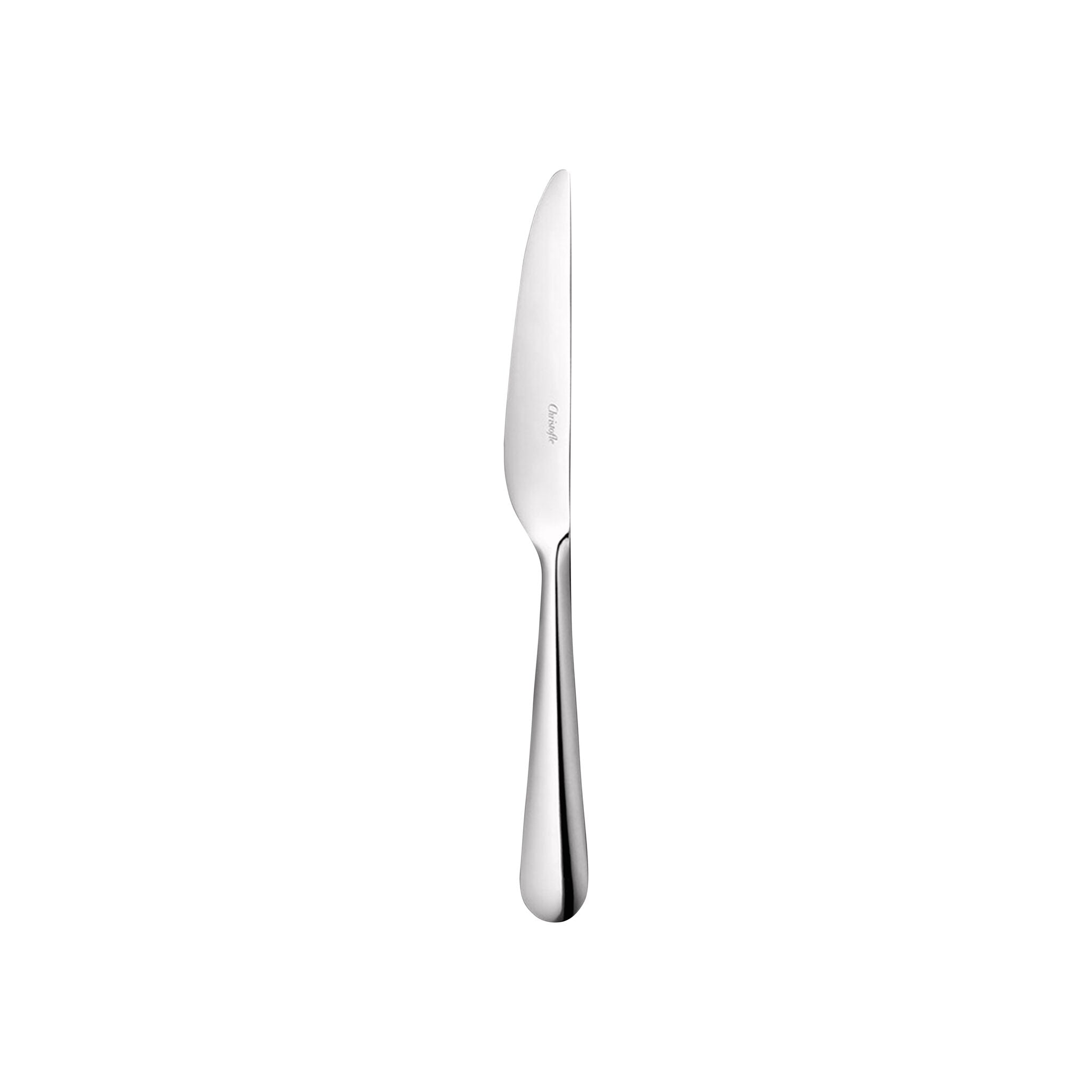 Christofle Origine Stainless Steel Dessert Knife in stainless steel on a white background