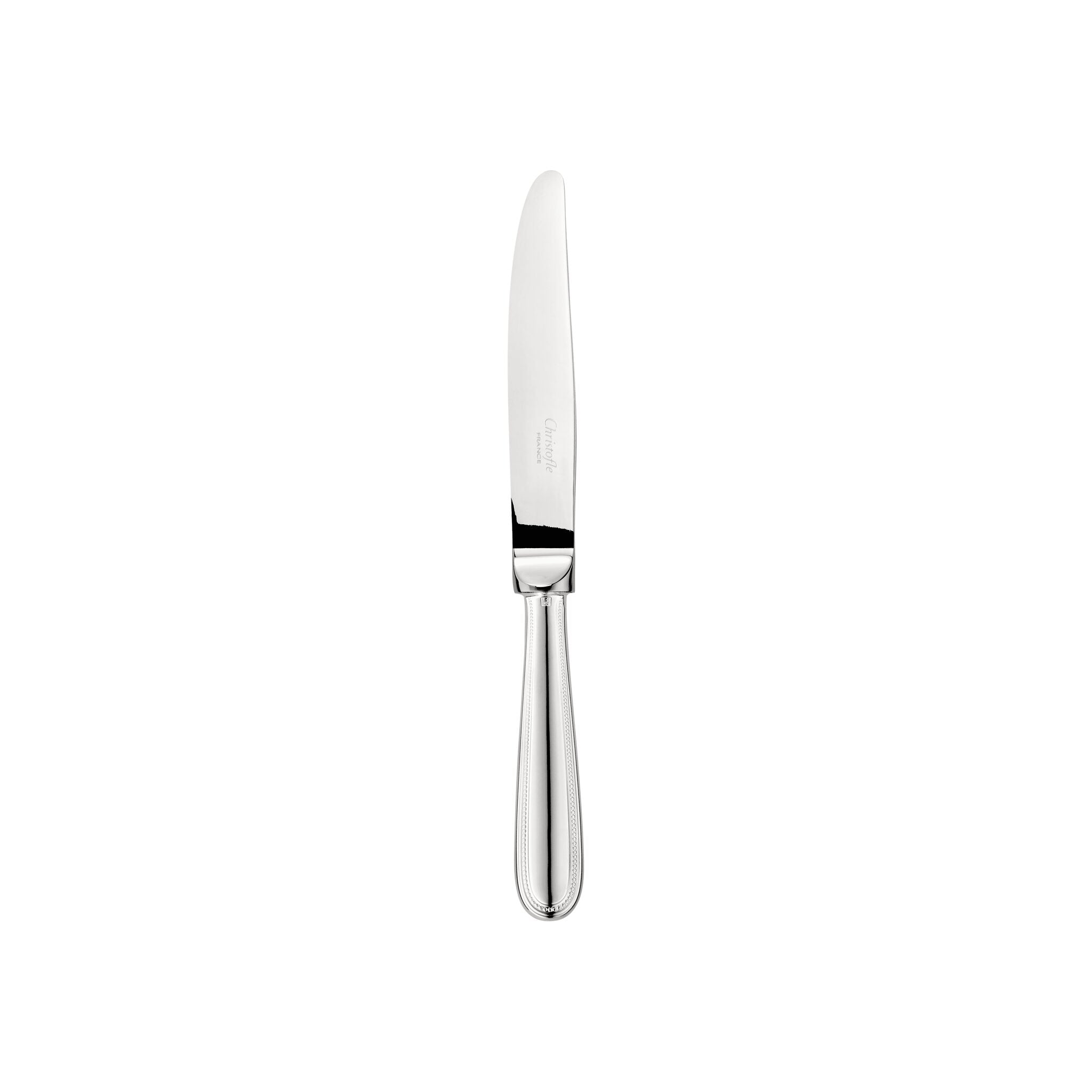 Christofle Perles Silver-Plated Dessert Knife in silver-plate on a white background