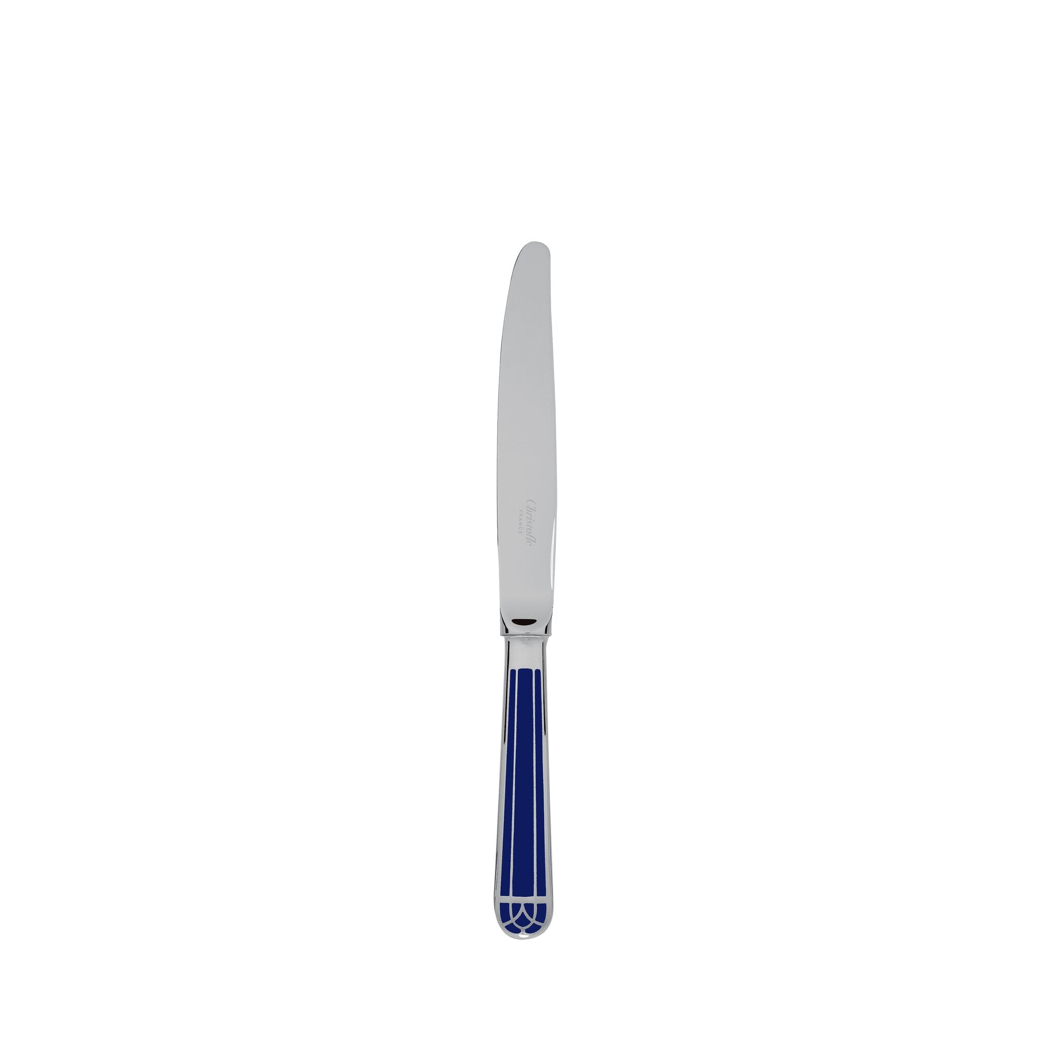 Christofle Silver- Plated Dessert Knife - Marbled Blue in silver-plate on a white background
