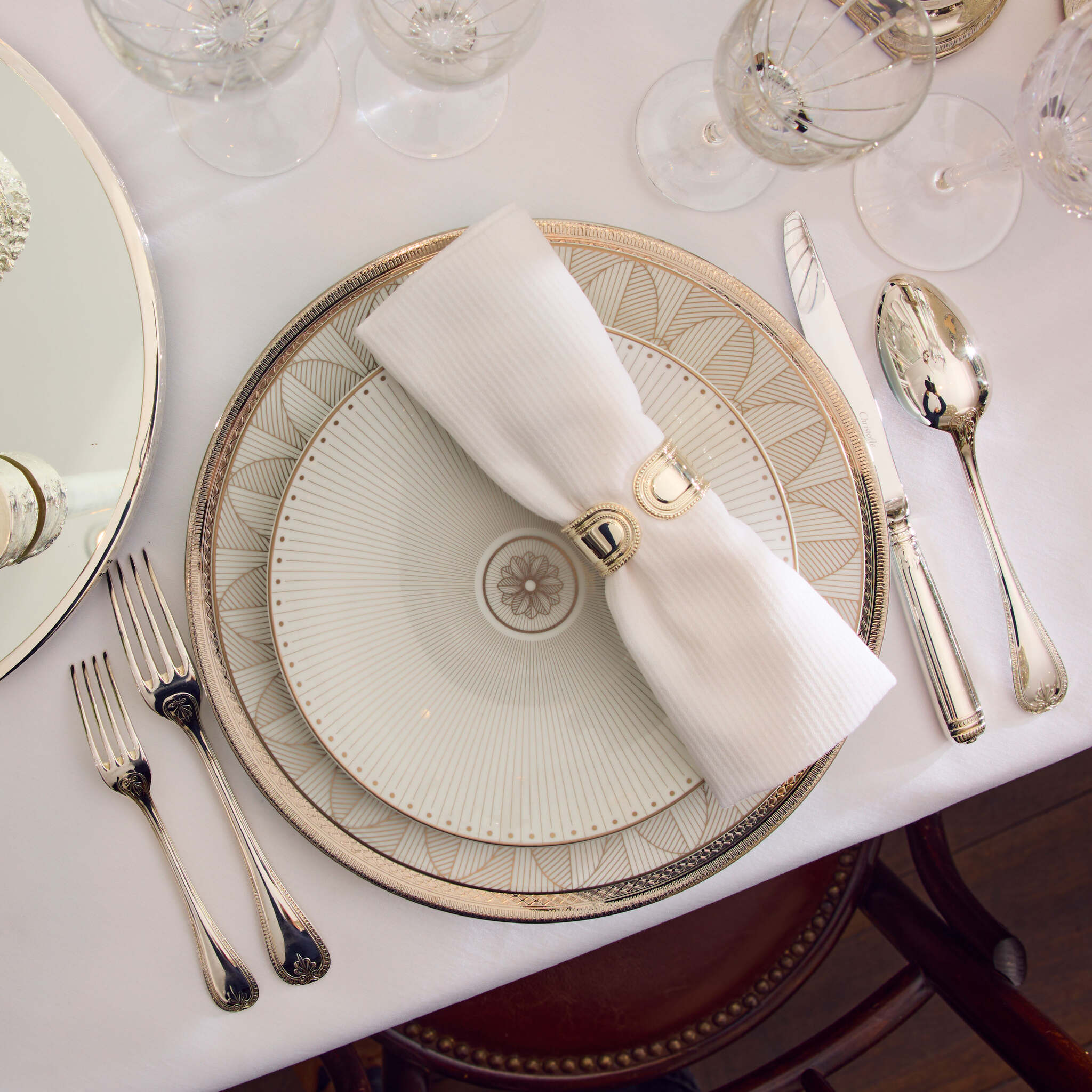 Christofle Porcelain Dessert/Luncheon/Salad Plate Platinum Finish — additional view