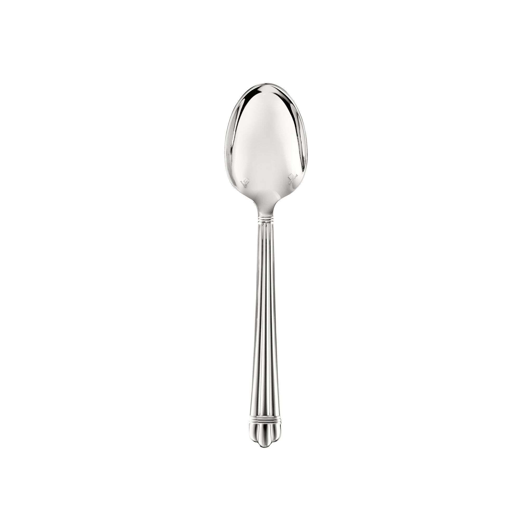 Christofle Aria Silver-Plated Dessert Spoon in silver-plate on a white background