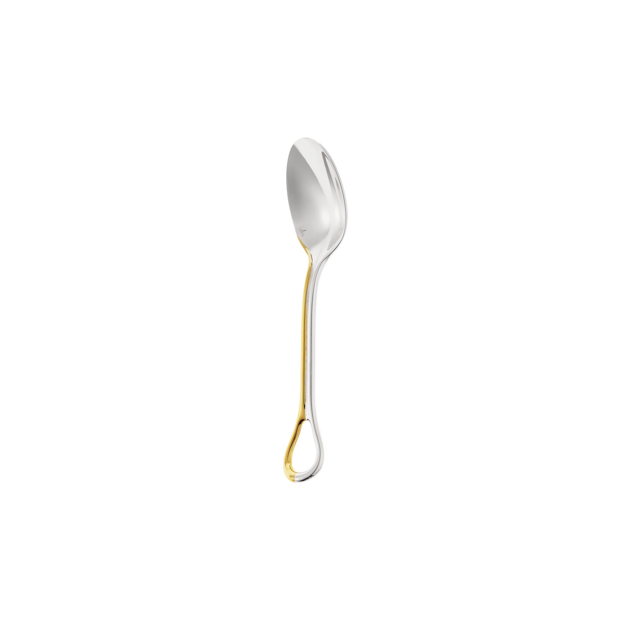Christofle Carrousel Partially Gilded Silver-Plated Dessert Spoon in silver-plate on a white background