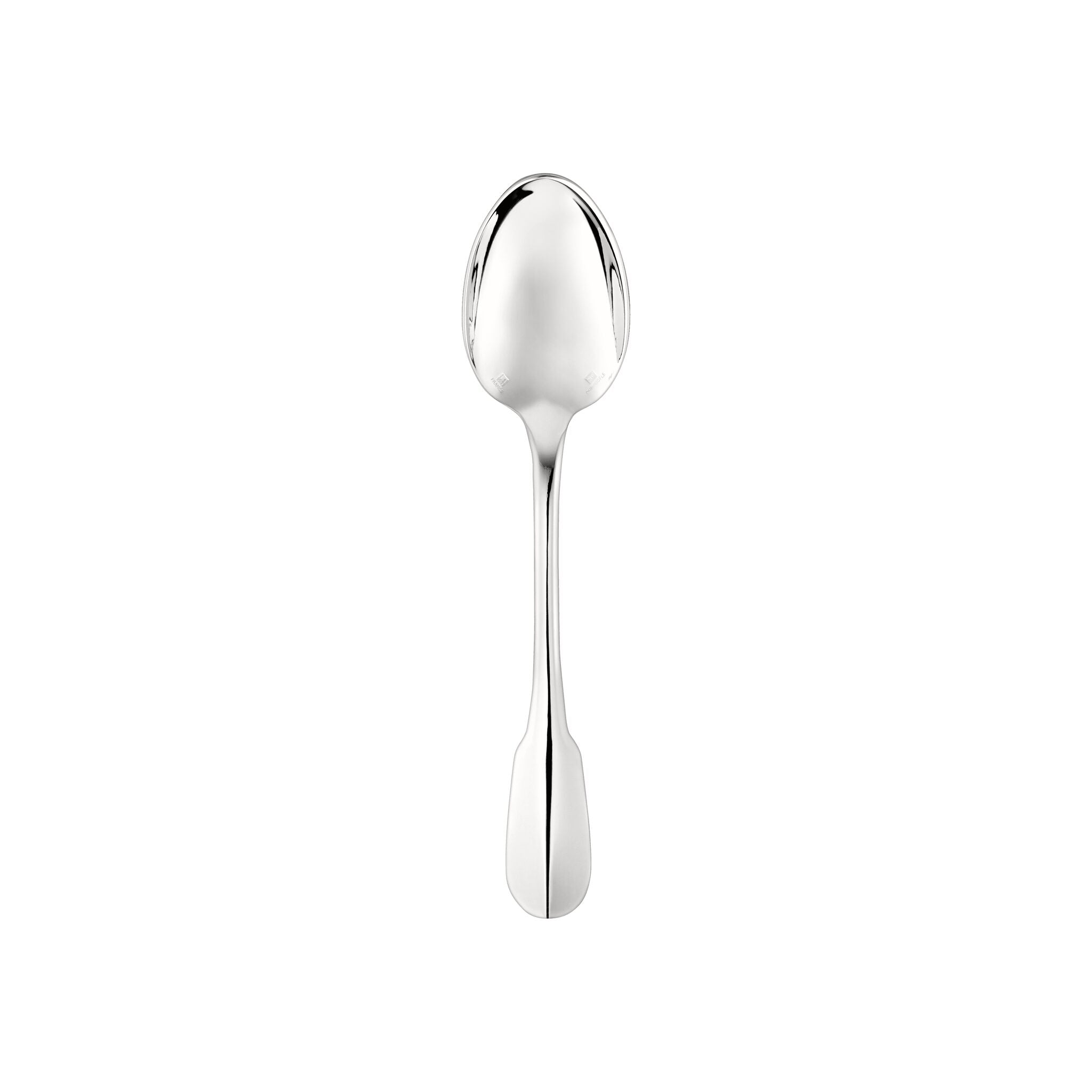 Christofle Cluny Silver-Plated Dessert Spoon in silver-plate on a white background