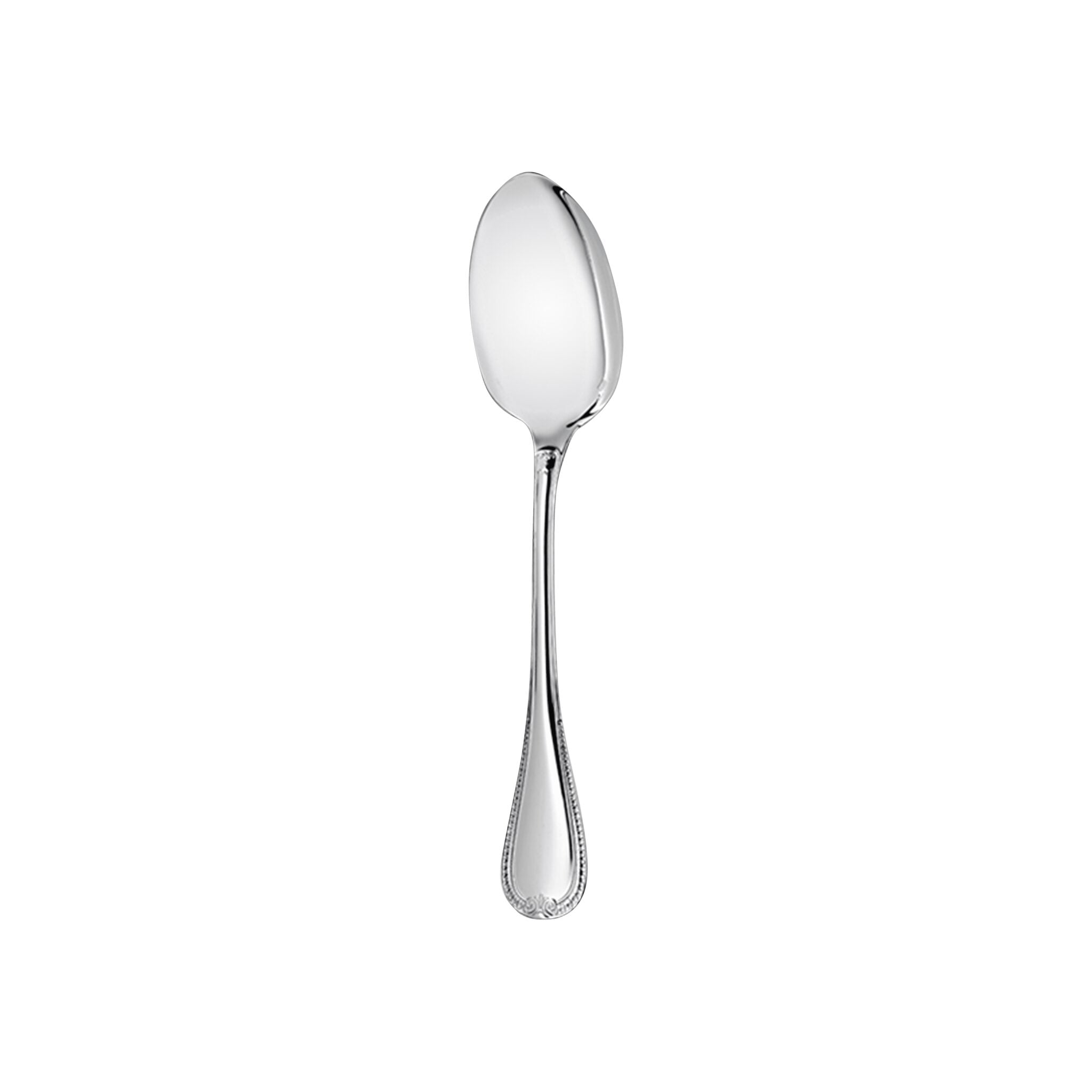 Christofle Malmaison Silver-Plated Dessert Spoon in silver-plate on a white background