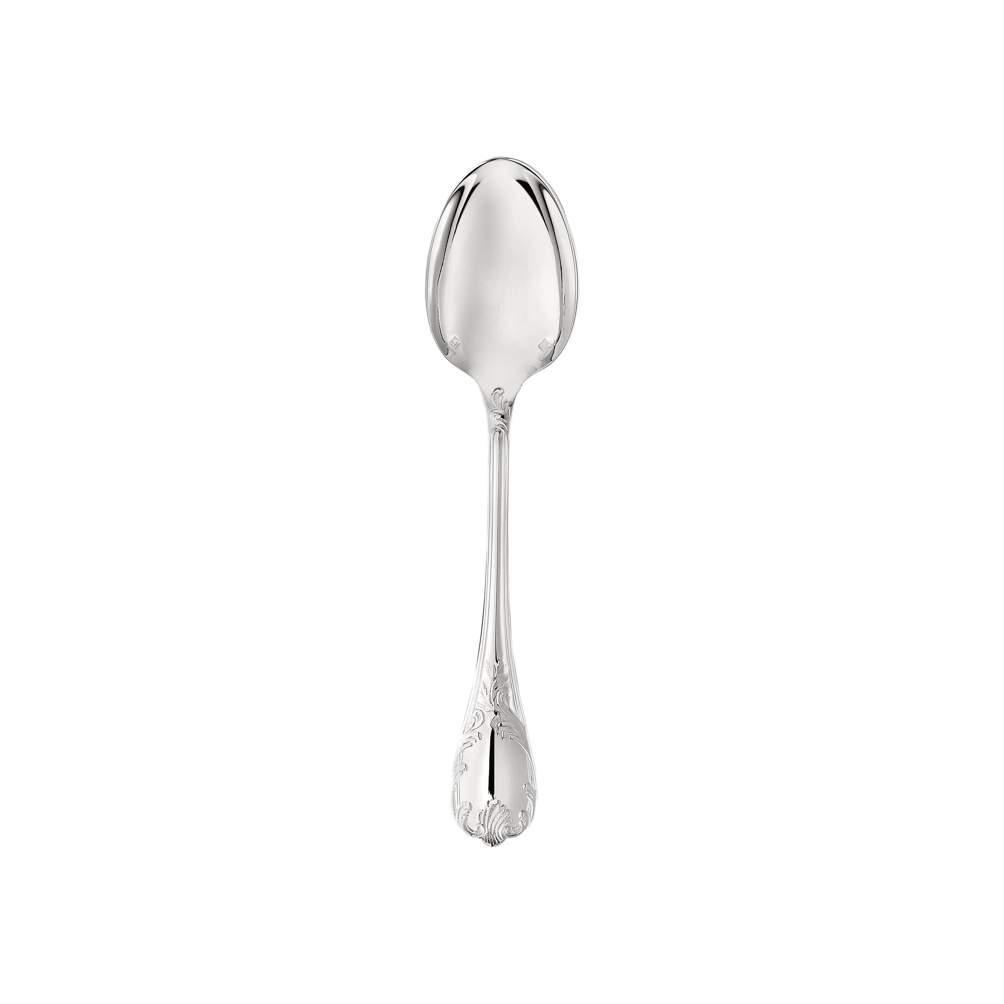 Christofle Marly Silver-Plated Dessert Spoon in silver-plate on a white background