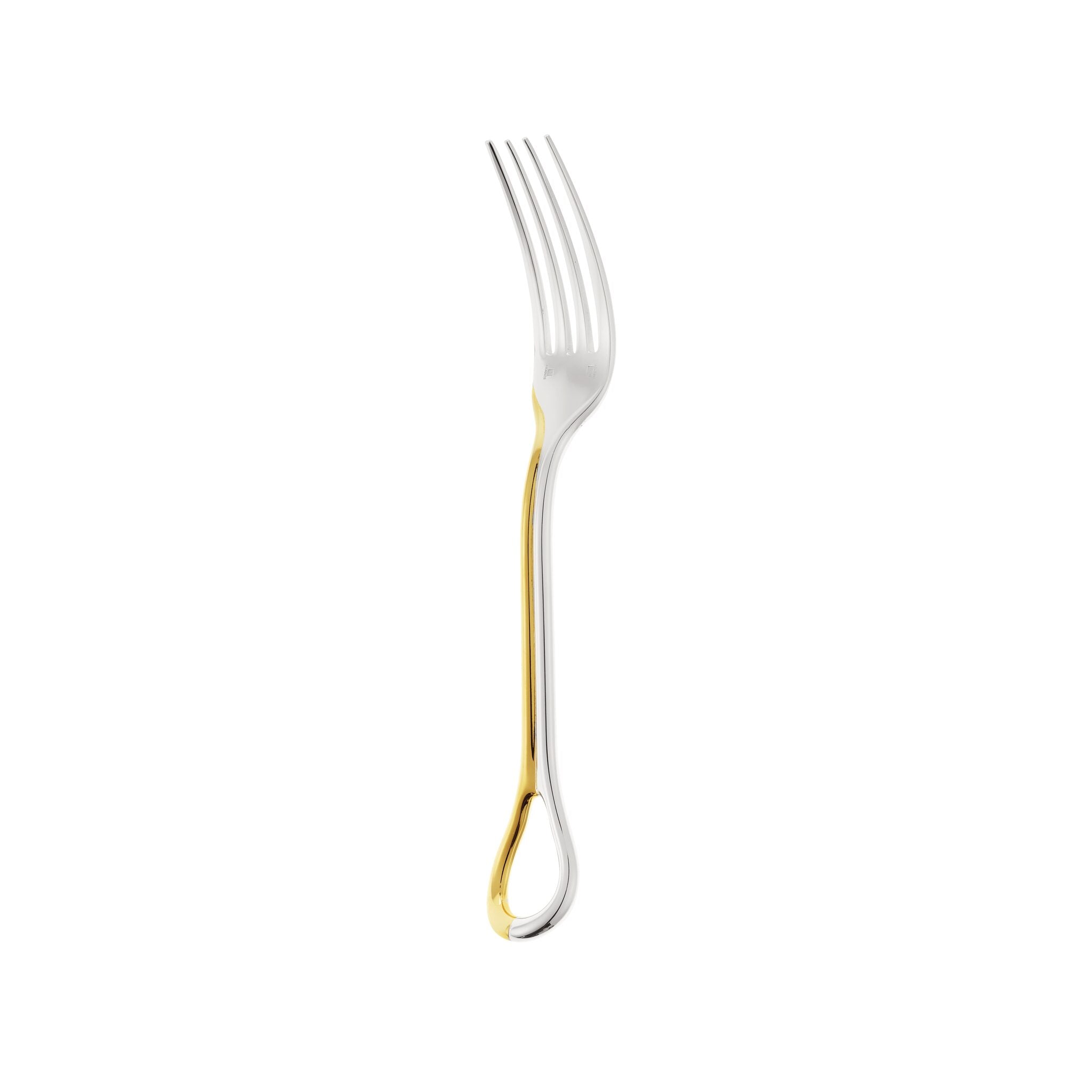 Christofle Carrousel Partially Gilded Silver-Plated Dinner Fork in silver-plate on a white background