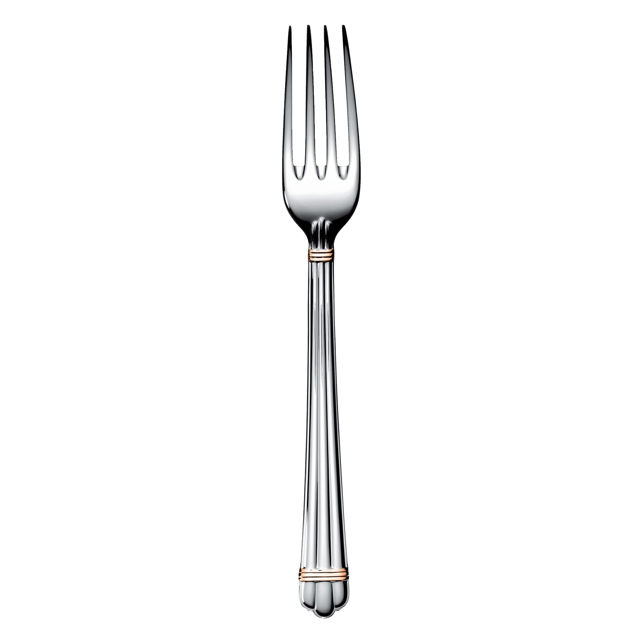 Christofle Aria Silver-Plated Standard Dinner Fork with Gold Ring in silver-plate on a white background