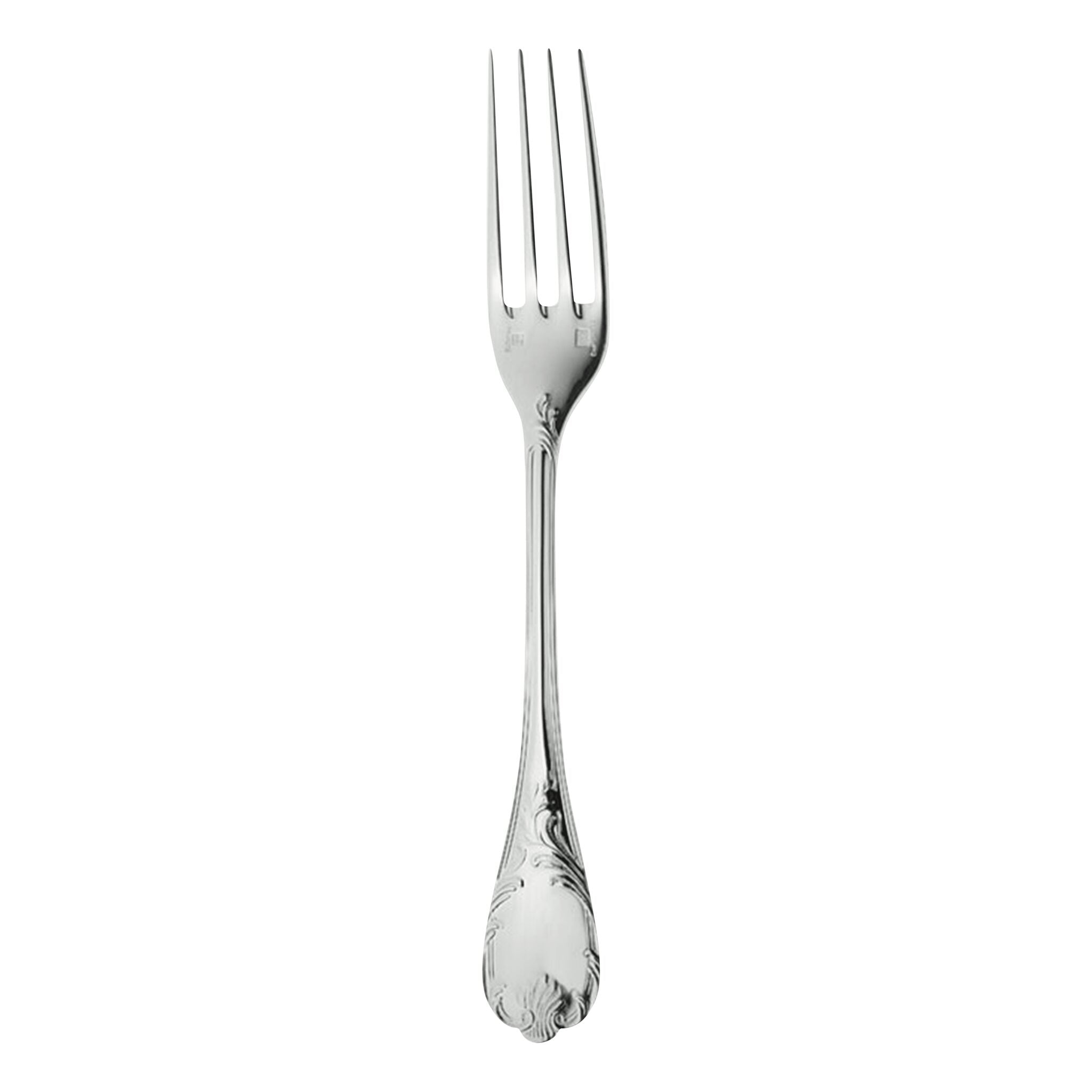 Christofle Marly Sterling Silver Dinner Fork in sterling silver on a white background