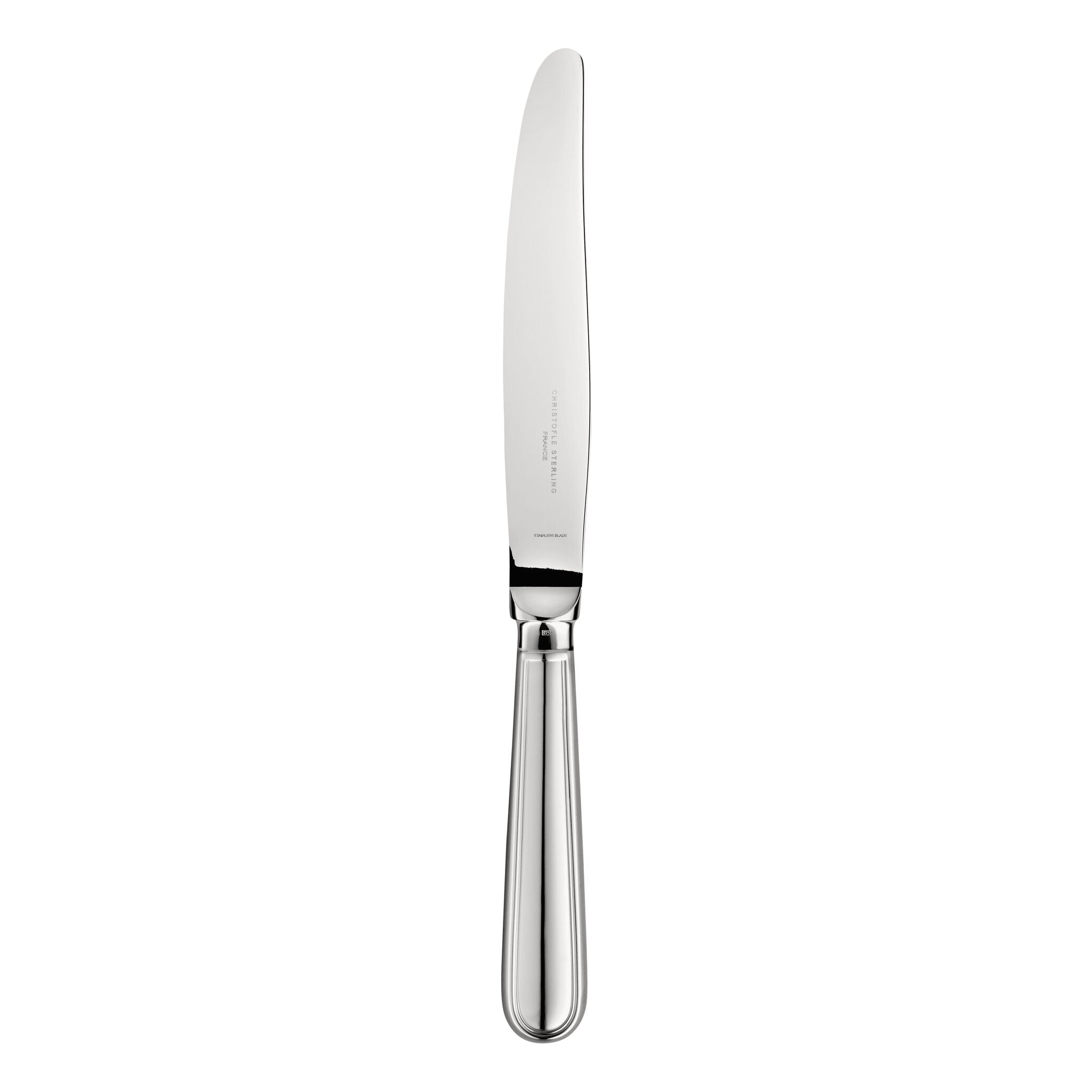 Christofle Albi Sterling Silver Dinner Knife in sterling silver on a white background