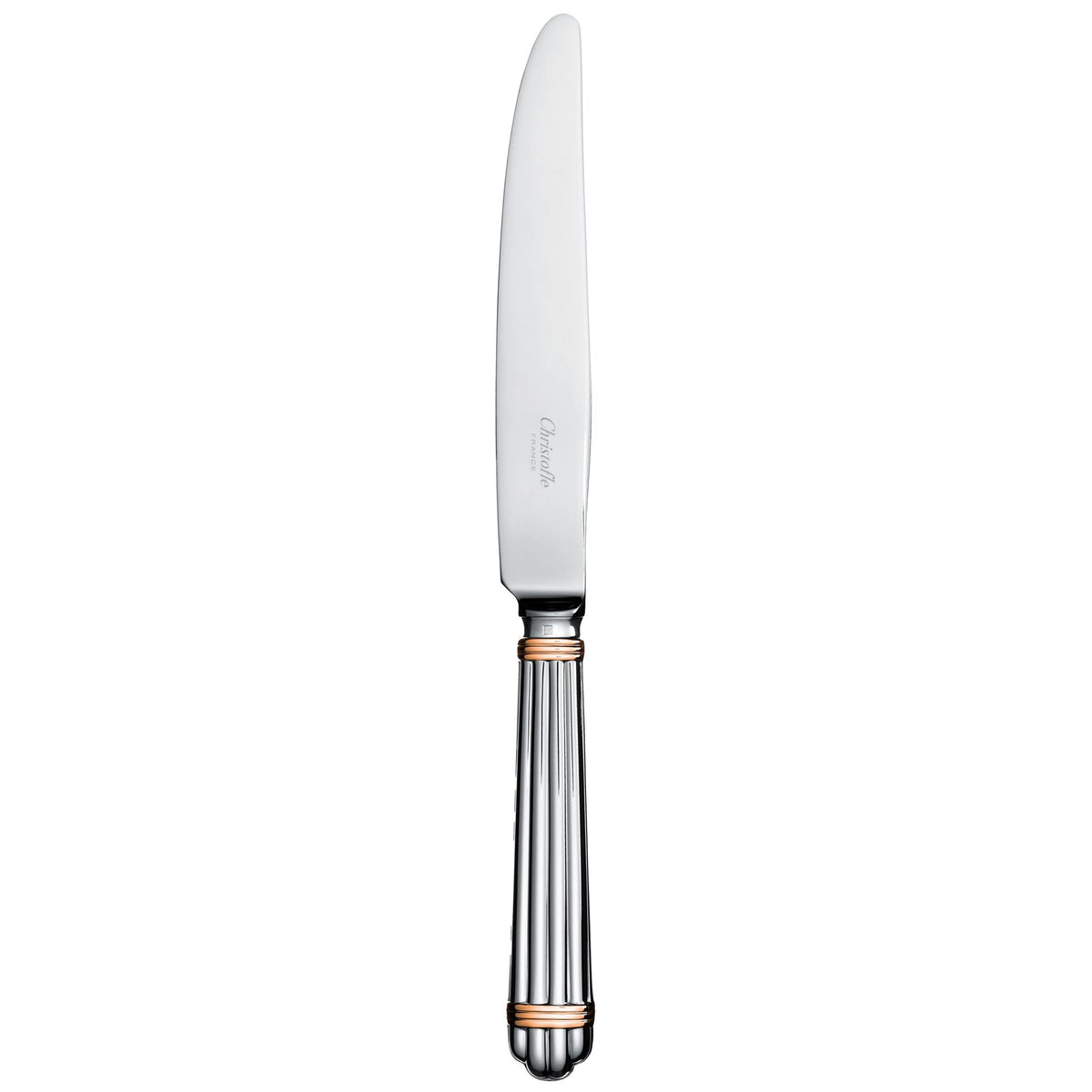 Christofle Aria Partially Gilded Silver-Plated Dinner Knife on a white background