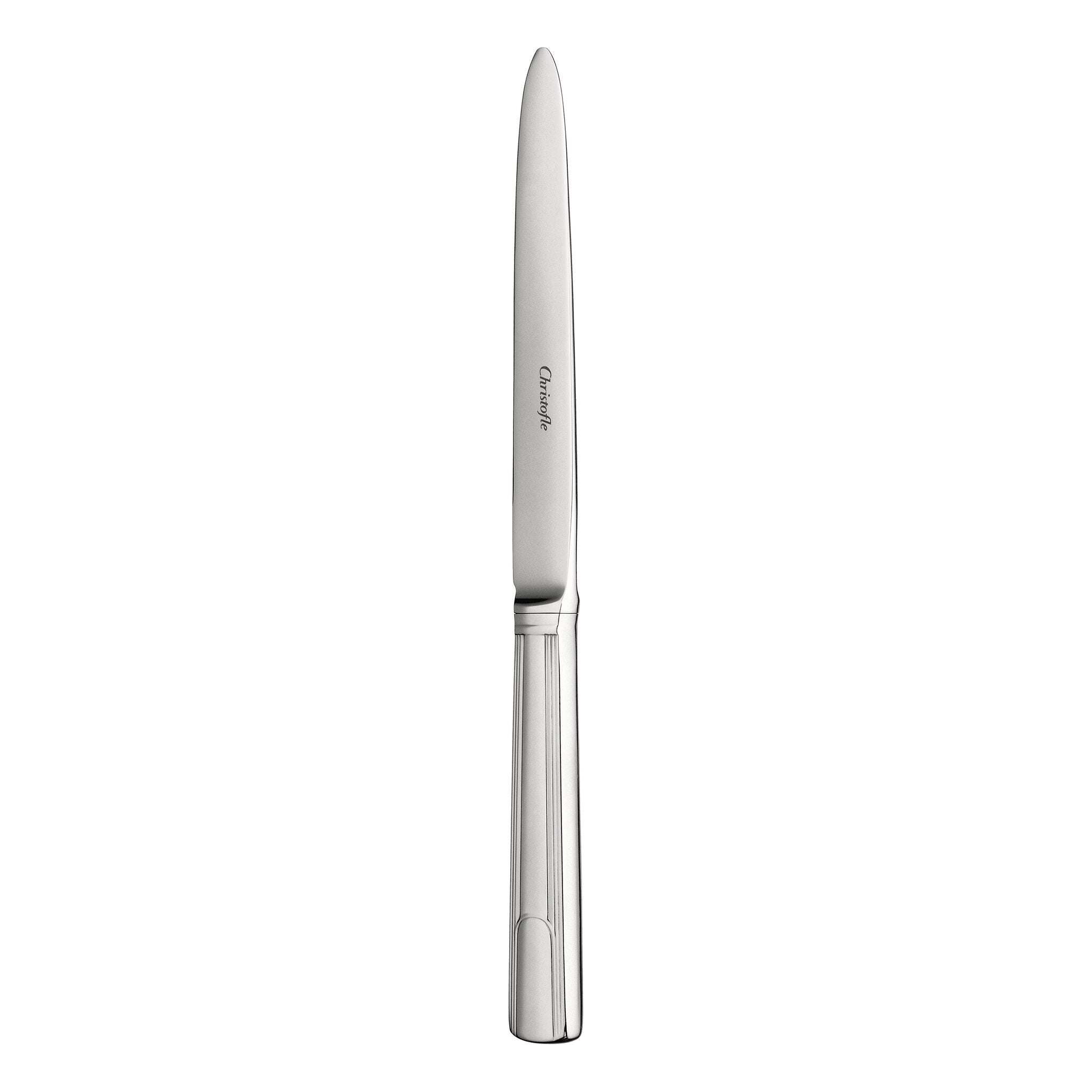 Christofle Hudson Stainless Steel Dinner Knife in stainless steel on a white background