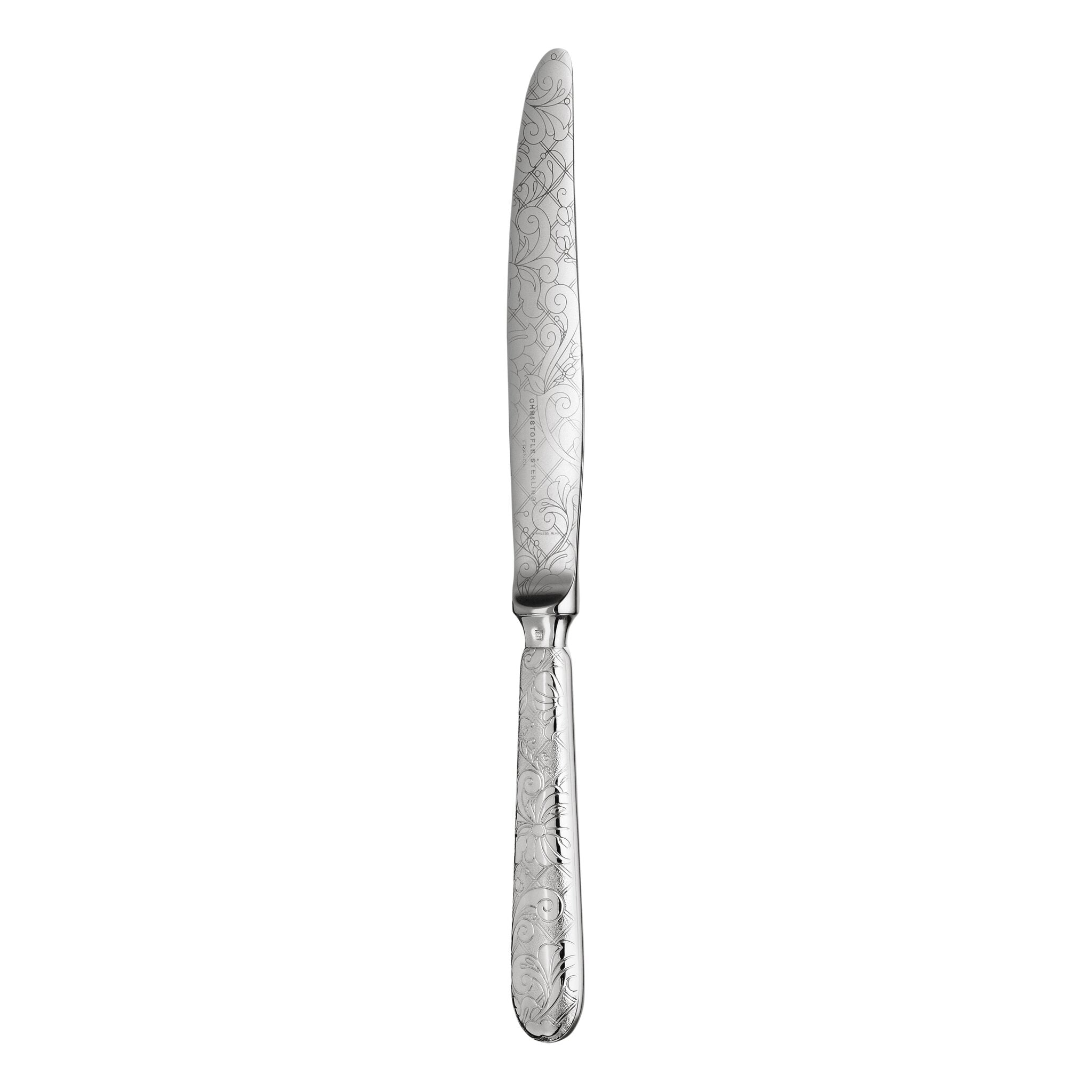 Christofle Jardin d'Eden Silver-Plated Dinner Knife in silver-plate on a white background