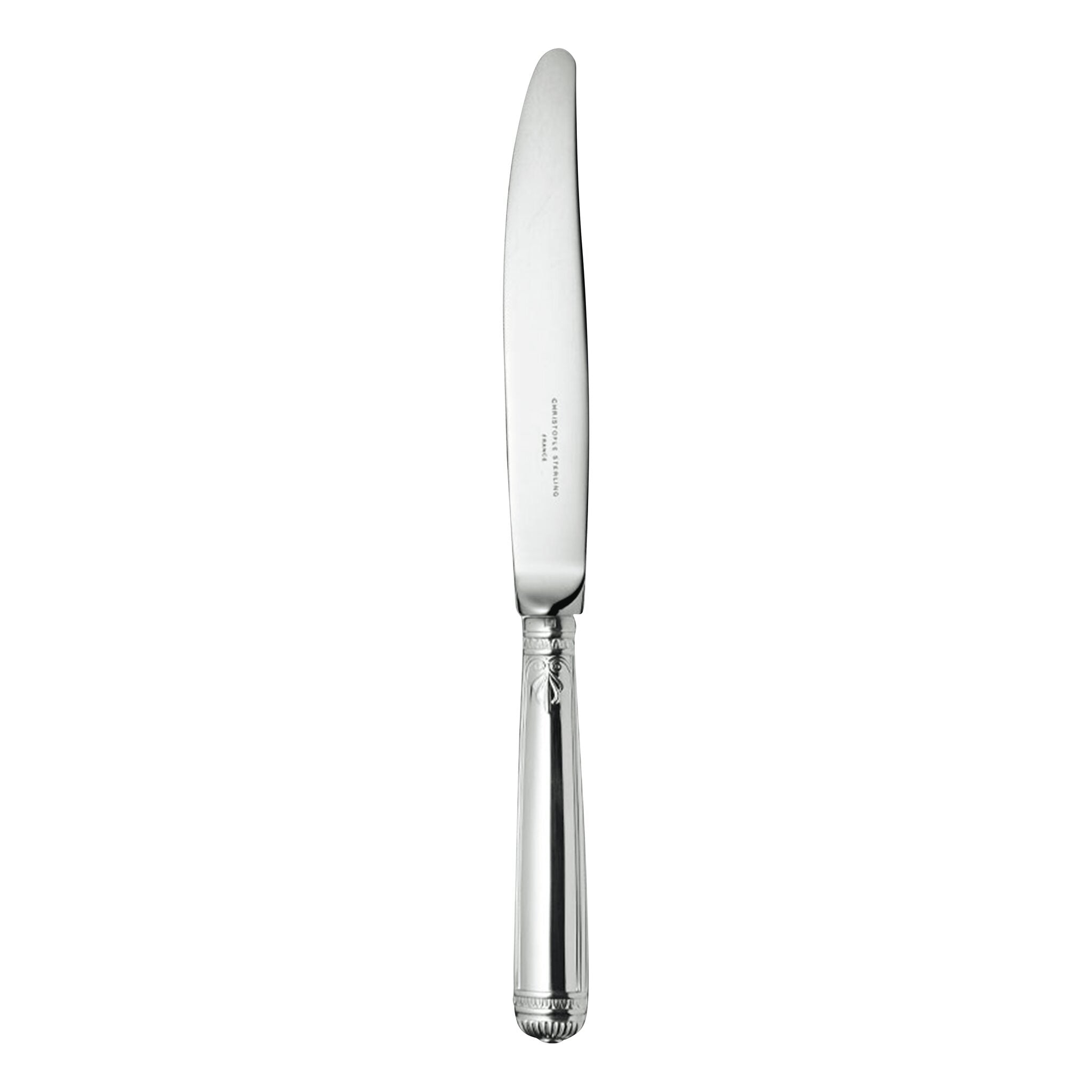 Christofle Malmaison Sterling Silver Dinner Knife in sterling silver on a white background
