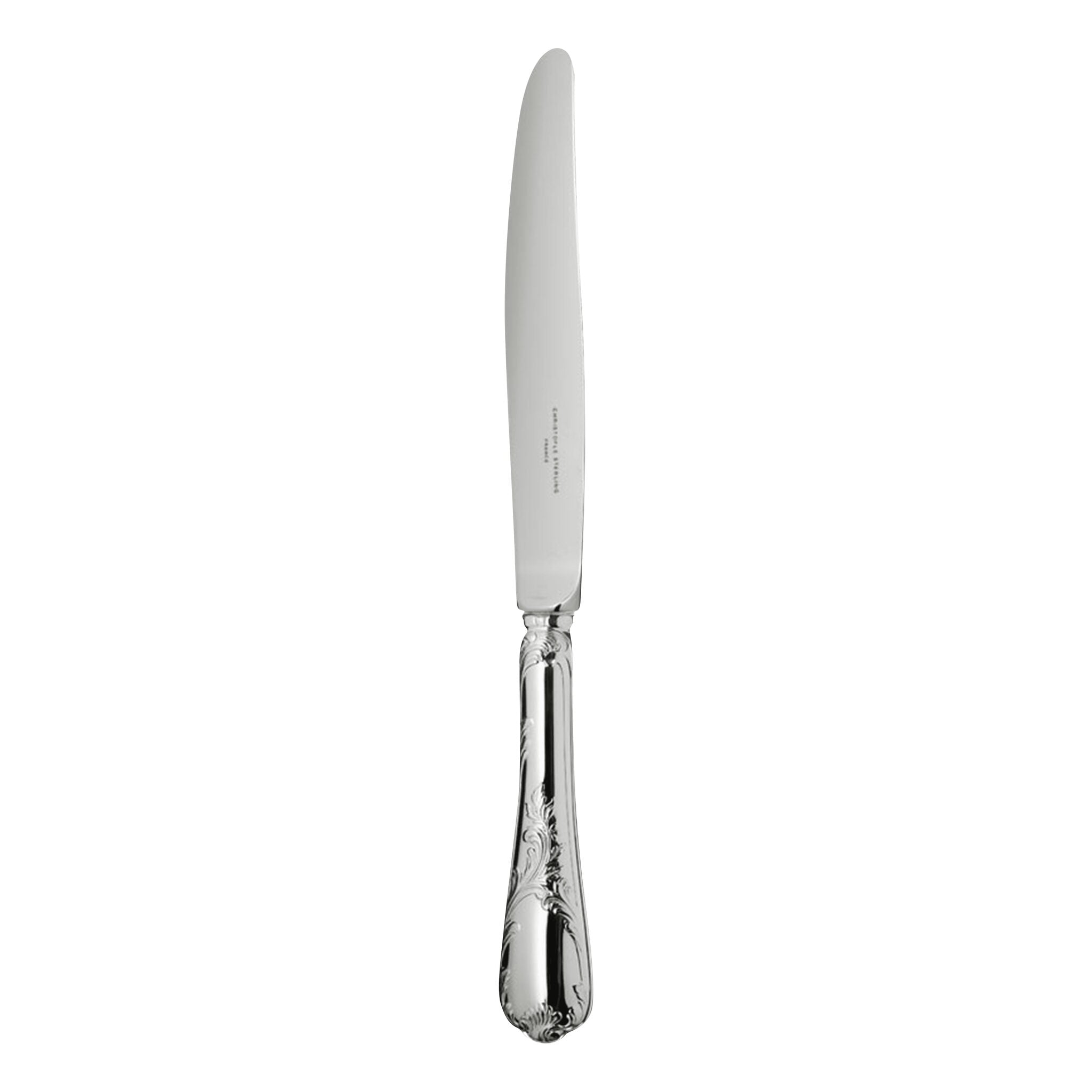 Christofle Marly Sterling Silver Dinner Knife in sterling silver on a white background