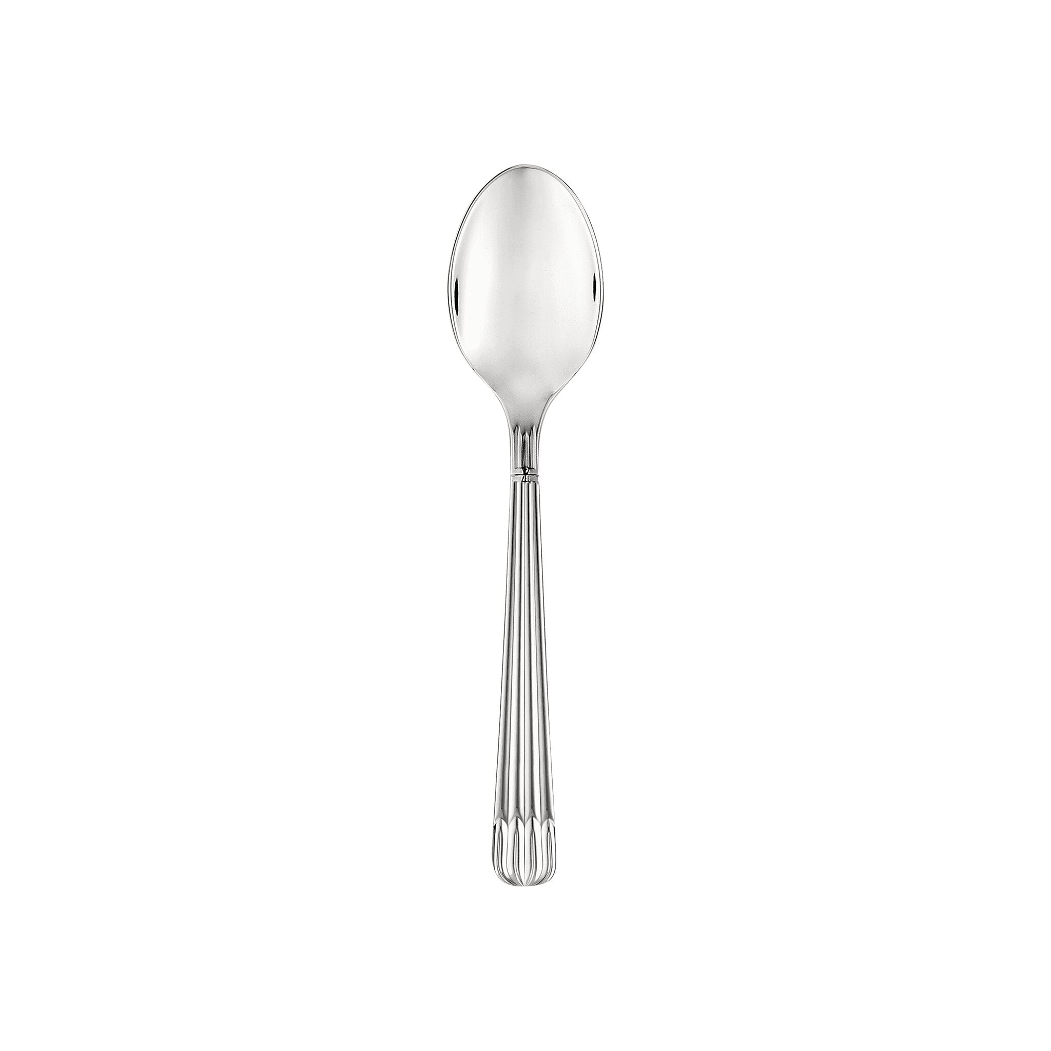 Christofle Osiris Stainless Steel Espresso Spoon in stainless steel on a white background