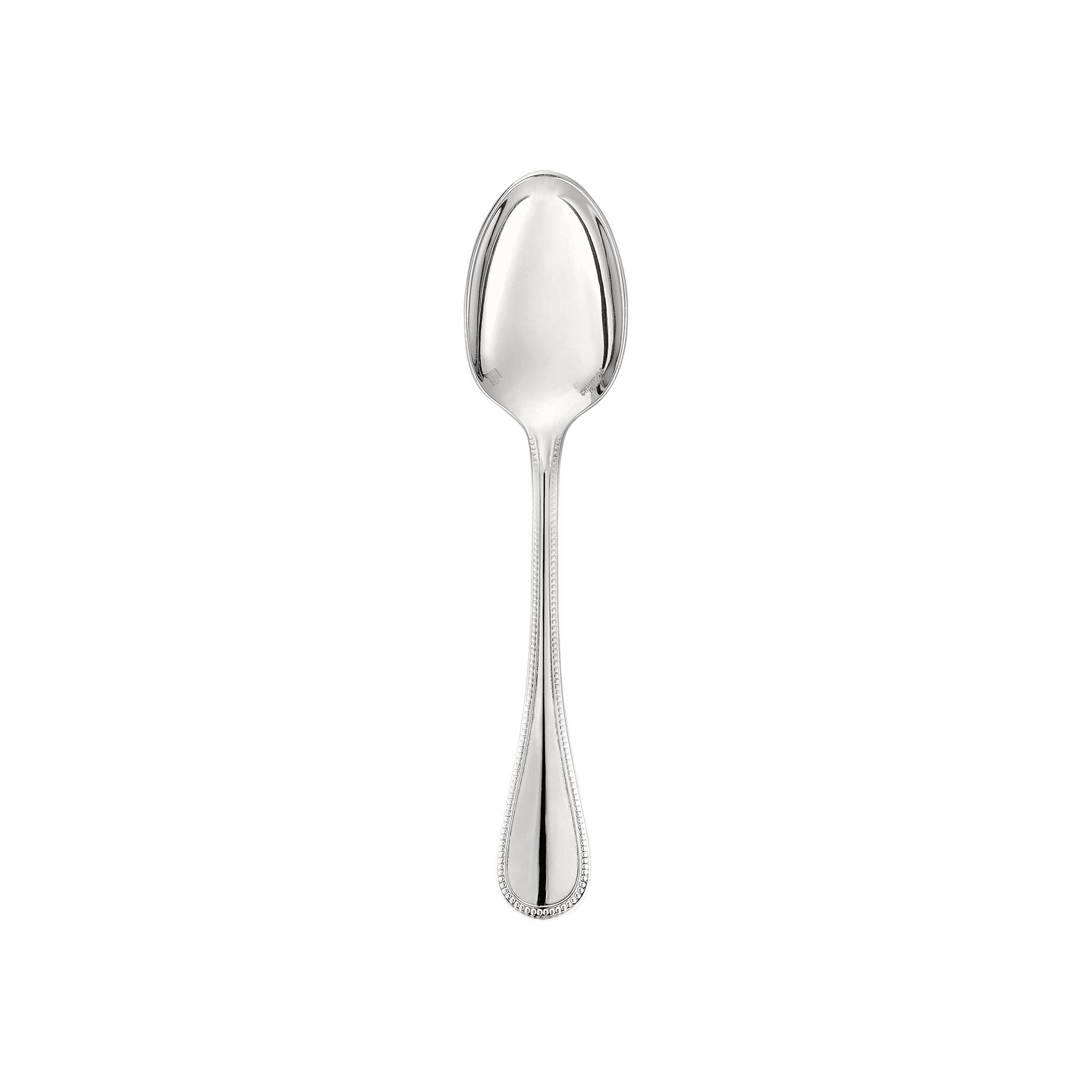 Christofle Perles Silver-Plated Espresso Spoon in silver-plate on a white background