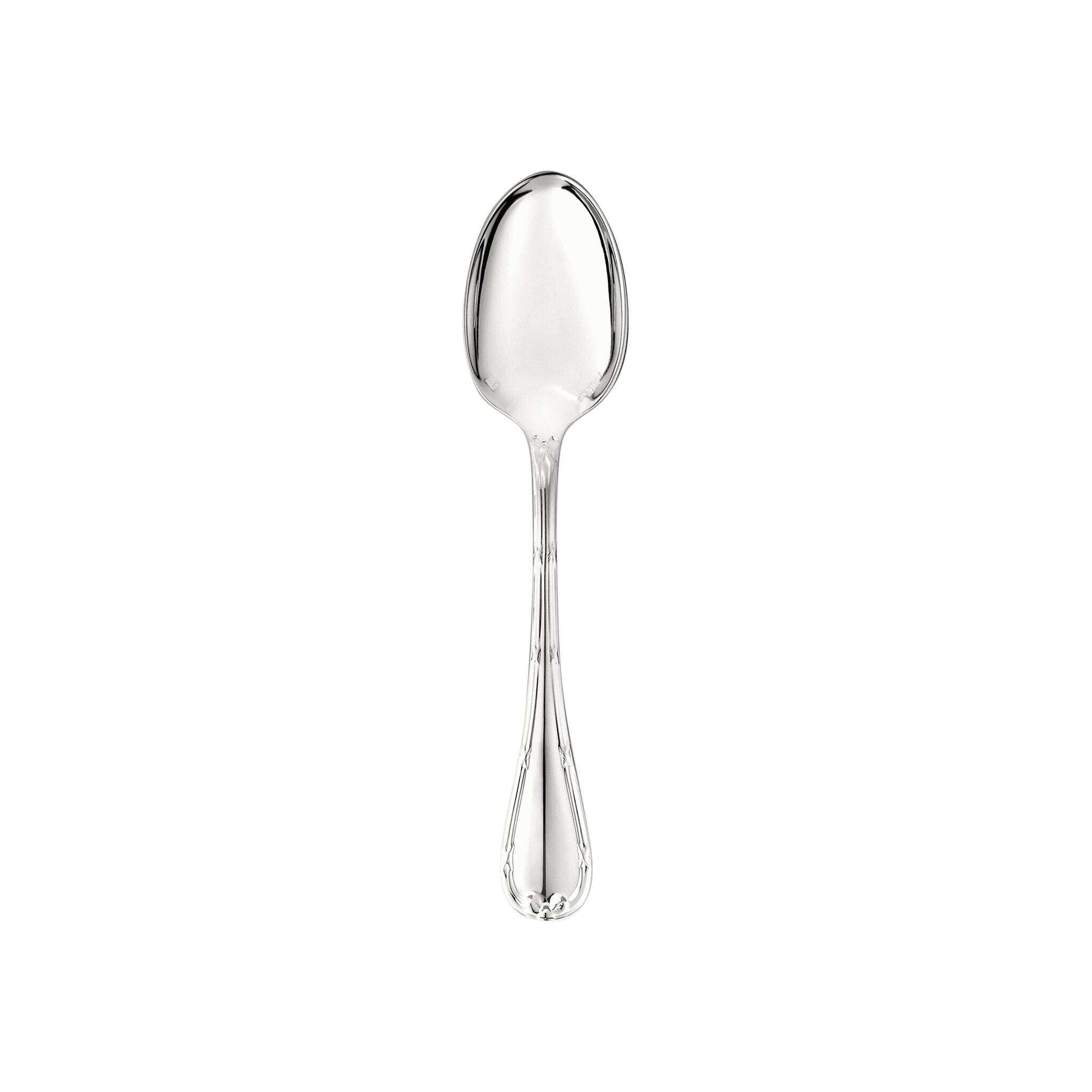 Christofle Rubans Silver-Plated Espresso Spoon in silver-plate on a white background