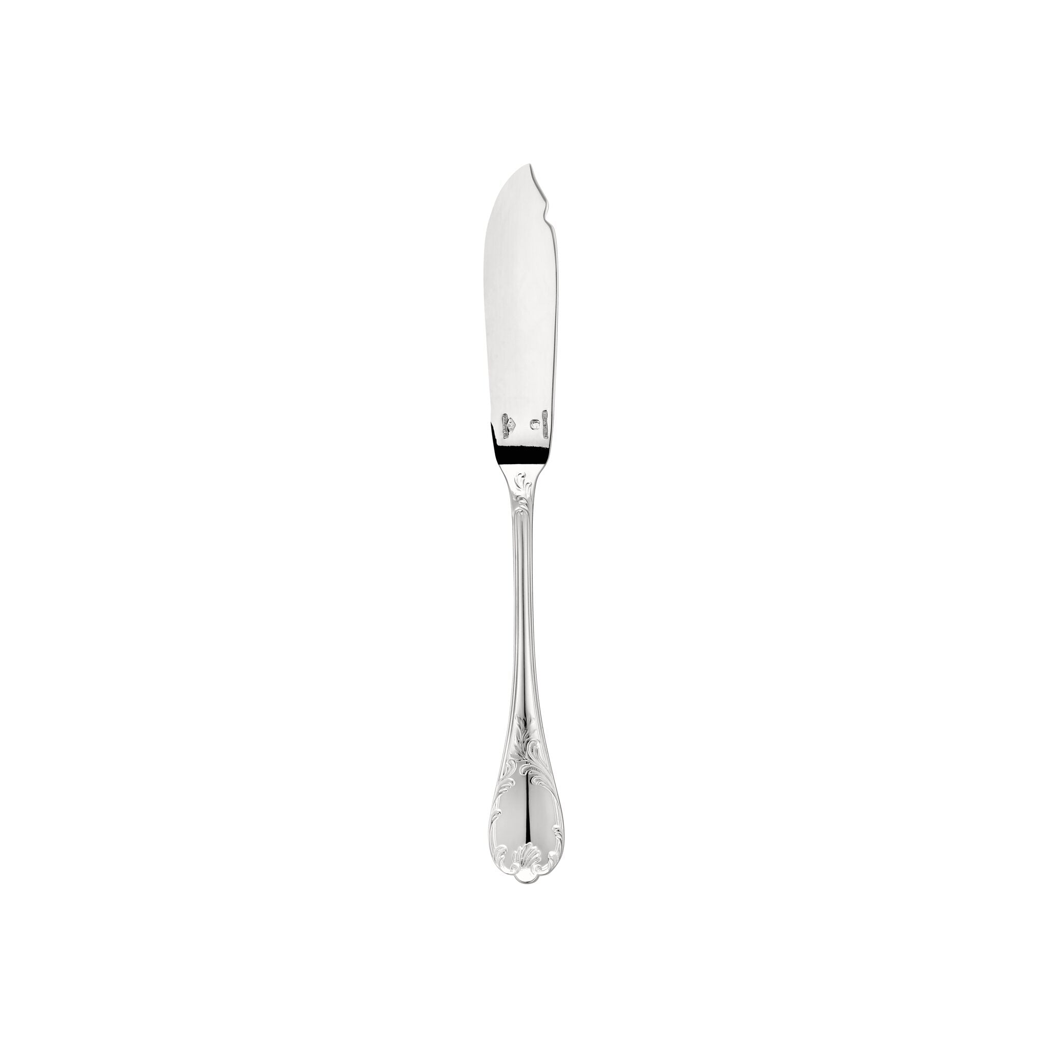 Christofle Marly Sterling Silver Fish Knife in sterling silver on a white background