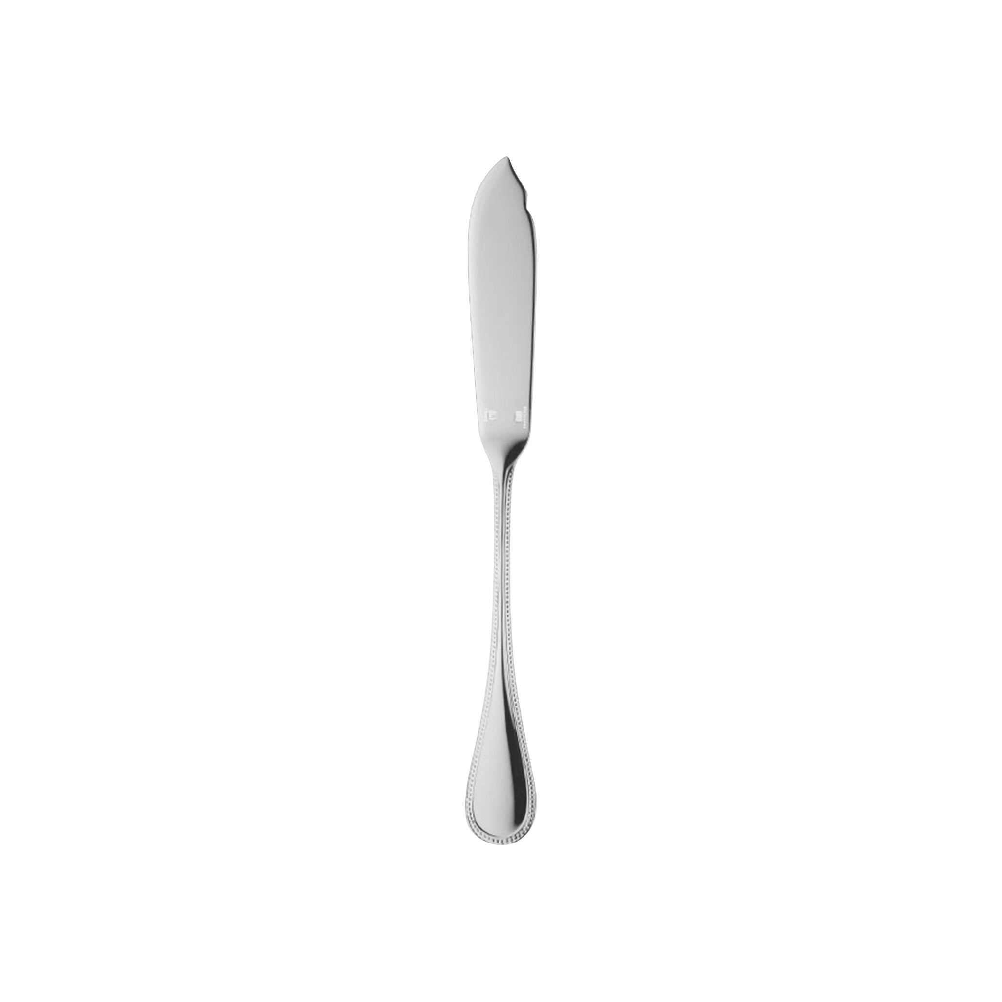 Christofle Perles Sterling Silver Fish Knife in sterling silver on a white background