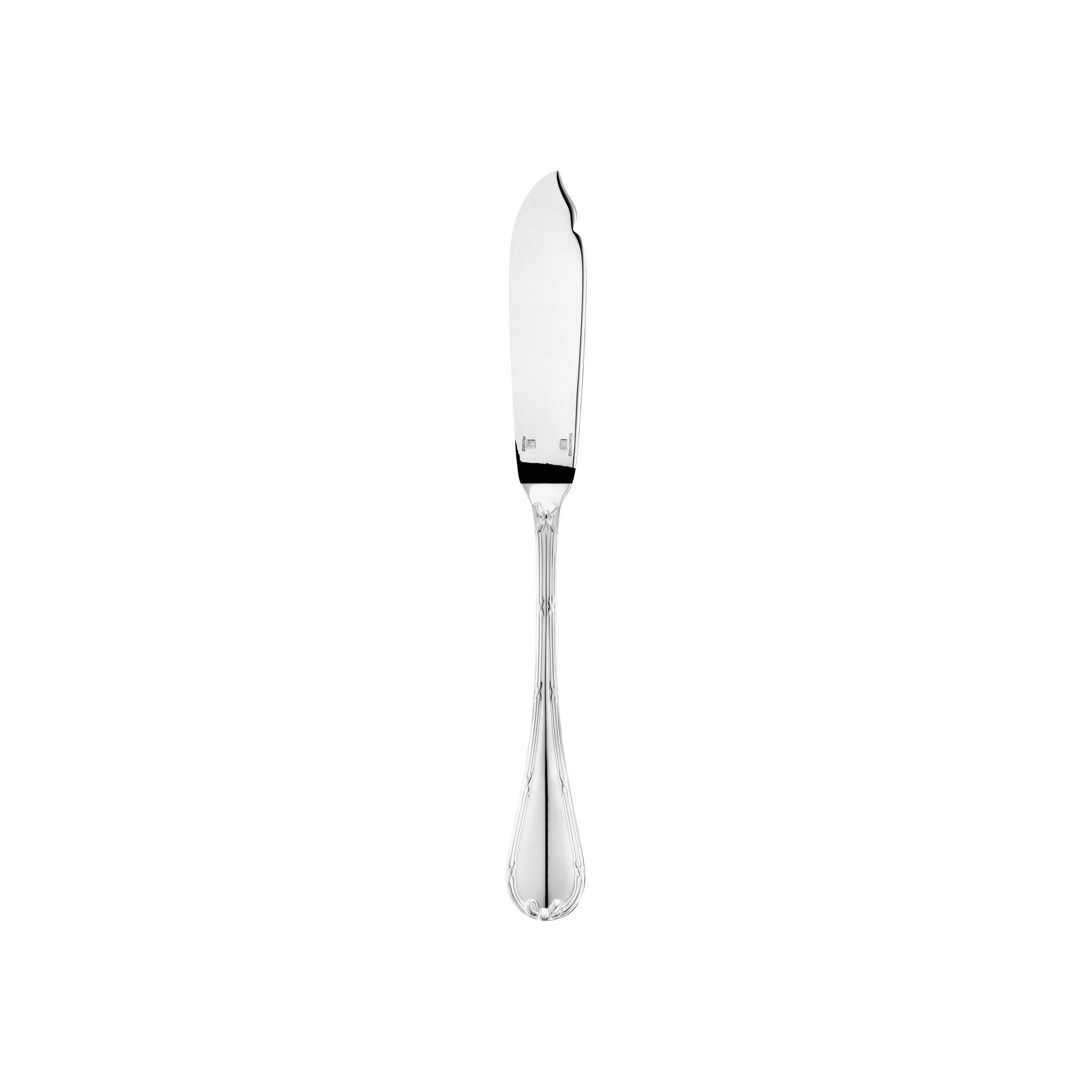 Christofle Rubans Silver-Plated Fish Knife in silver-plate on a white background