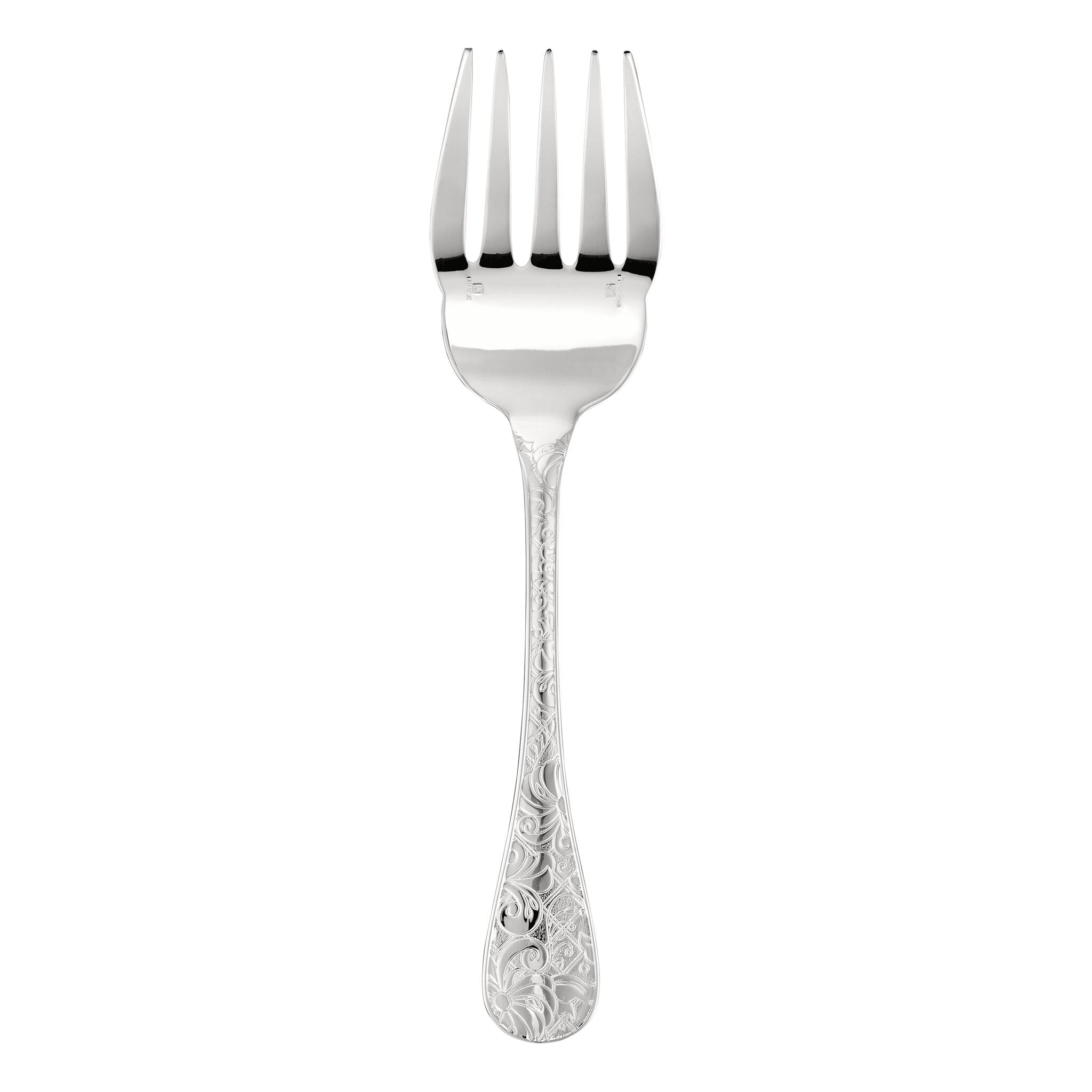 Christofle Jardin d'Eden Silver-Plated Fish Serving Fork in sterling silver on a white background