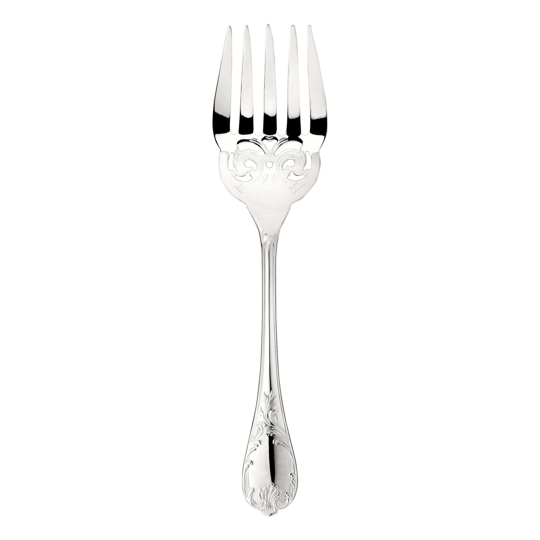 Christofle Marly Silver-Plated Fish Serving Fork in silver-plate on a white background