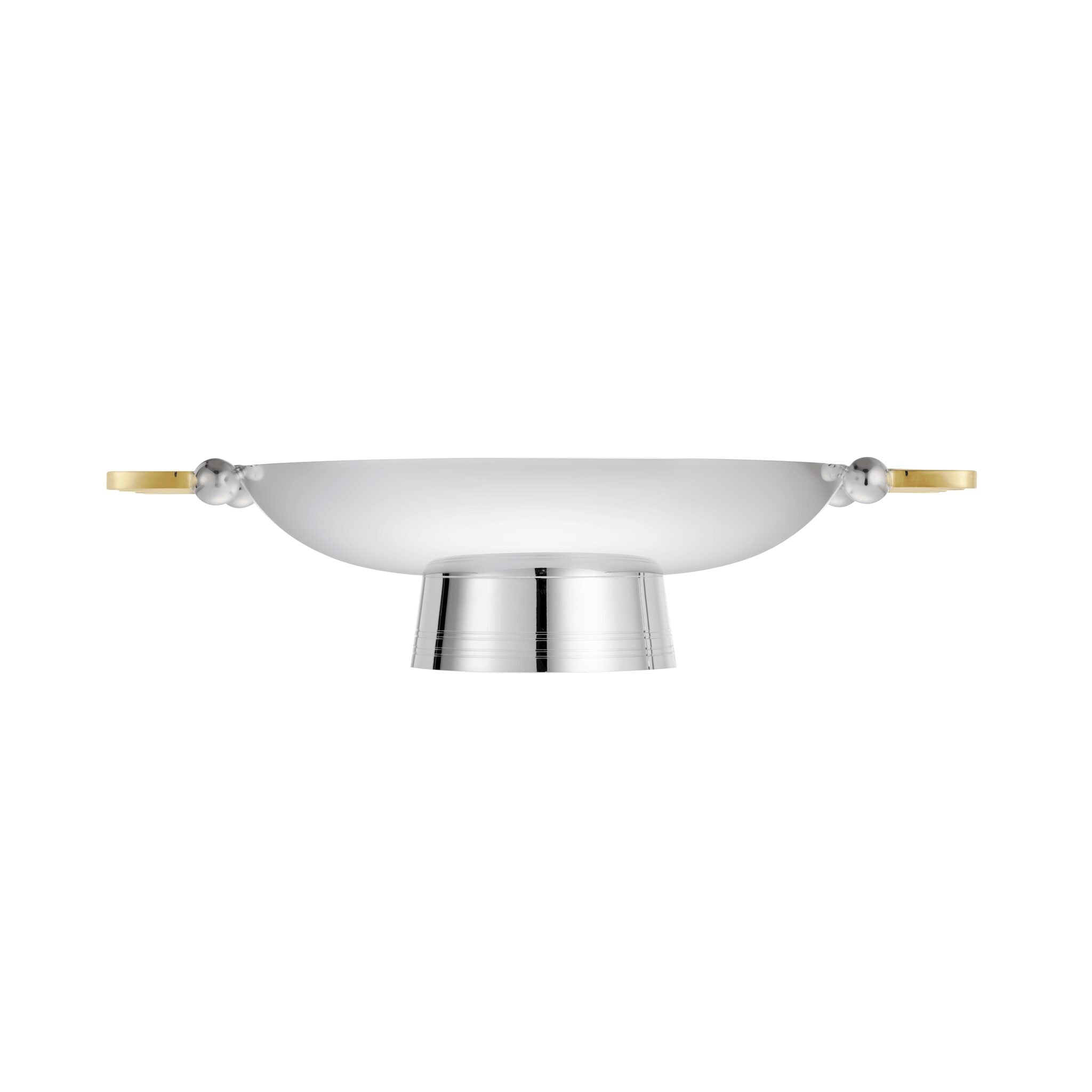 Christofle Fjerdingstad Silver-plated Centerpiece with Gilded Handles in silver-plate on a white background