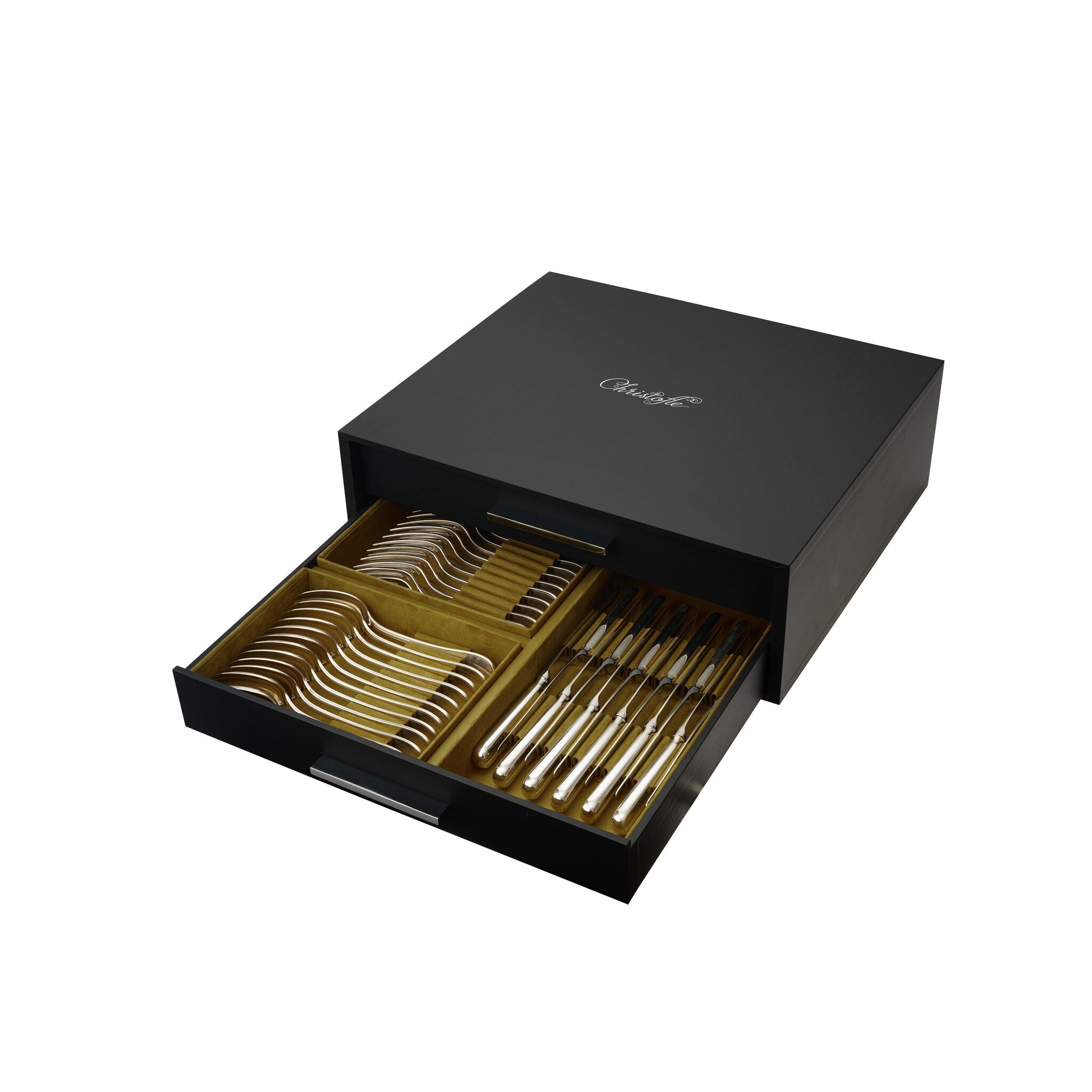 Christofle Flatware Set for 12 People (75 Pieces) L'Ame de Christofle on a white background
