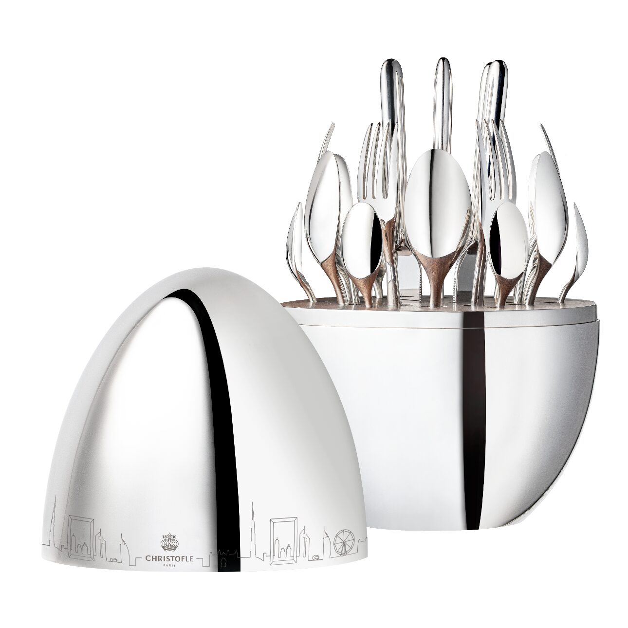 Christofle Dubai - Silver-Plated 24-Piece Flatware Set in silver-plate on a white background
