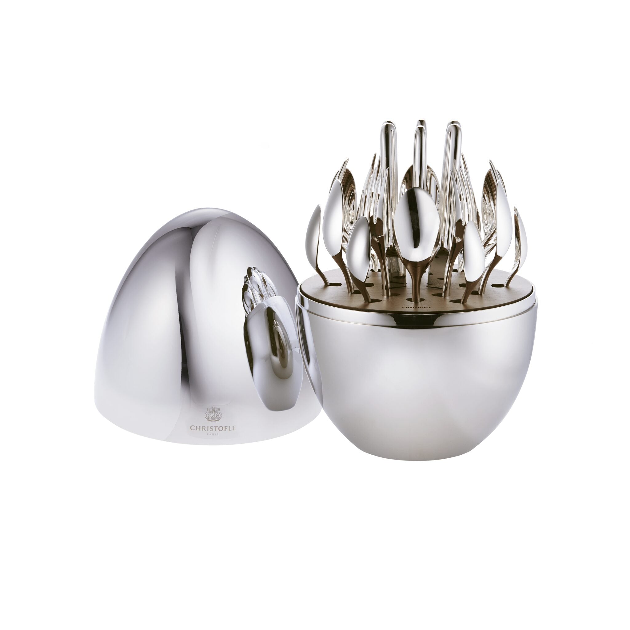 Christofle Mood Silver-Plated 24-Piece Dessert Set in silver-plate on a white background
