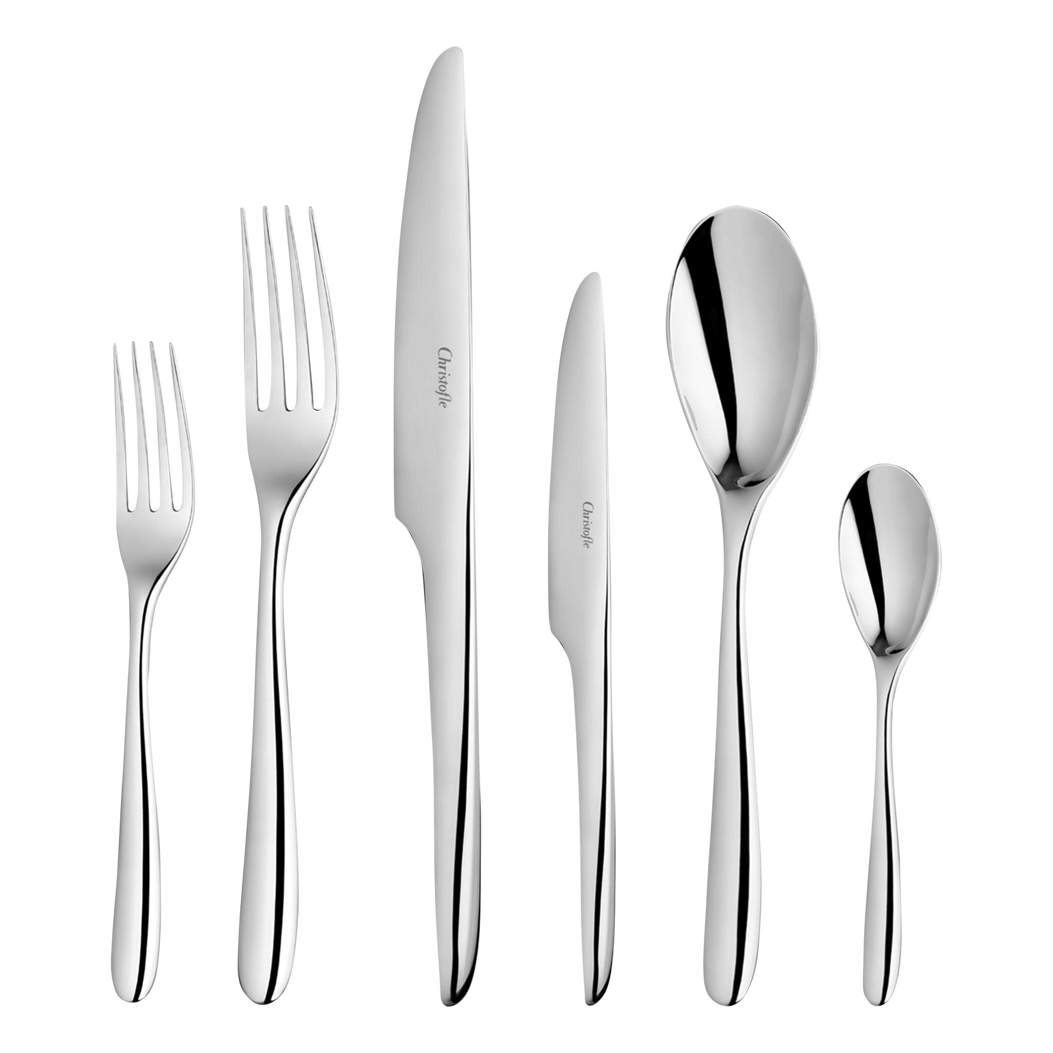 Christofle L'Ame de Christofle 36-Piece Stainless Steel Flatware Set with Storage Box in stainless steel on a white background