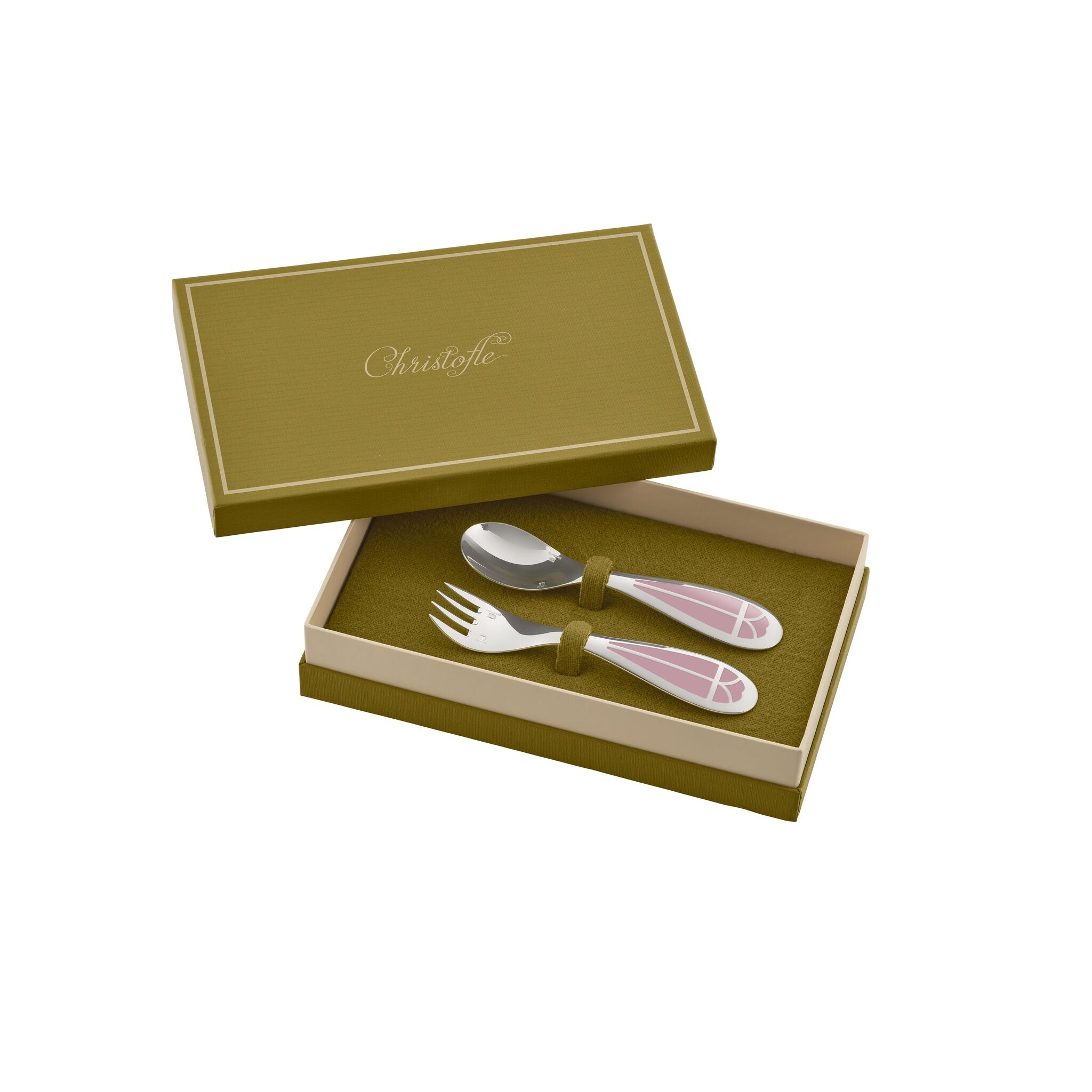 Christofle Talisman Silver-Plated Baby Spoon & Fork Set - Rose Quartz — additional view