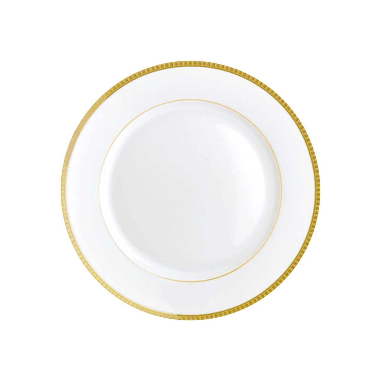 Christofle Malmaison Gilded Porcelain Dessert Plate in porcelain on a white background