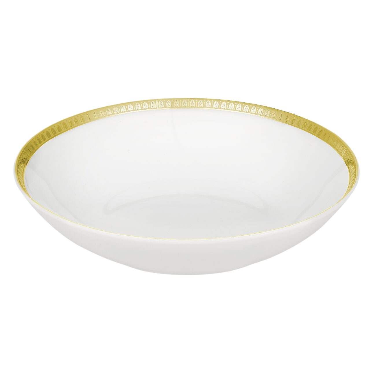 Christofle Malmaison Gilded Porcelain Soup Cereal Bowl in porcelain on a white background