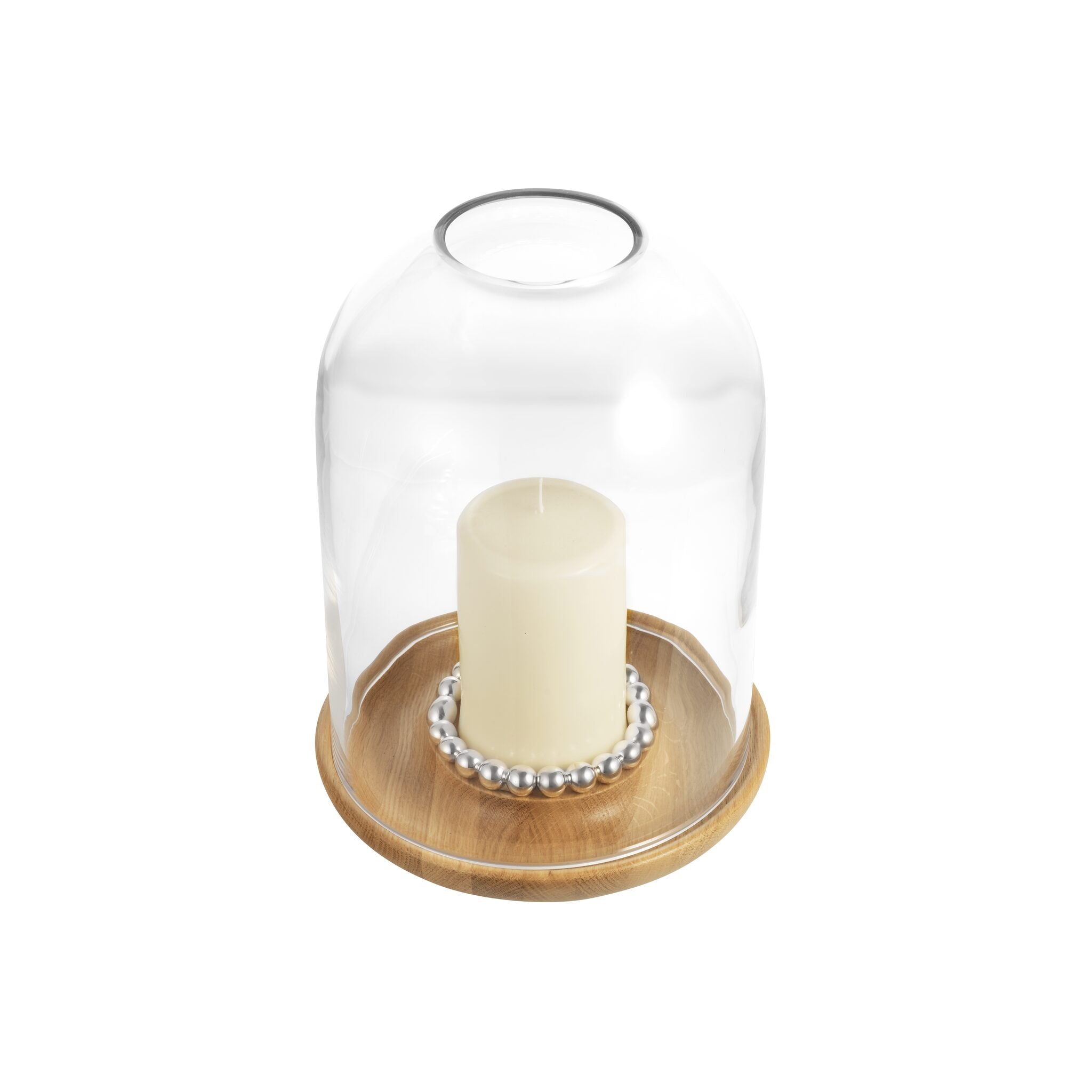 Christofle Perles Large Silver-Plated and Oak Hurricane — additional view