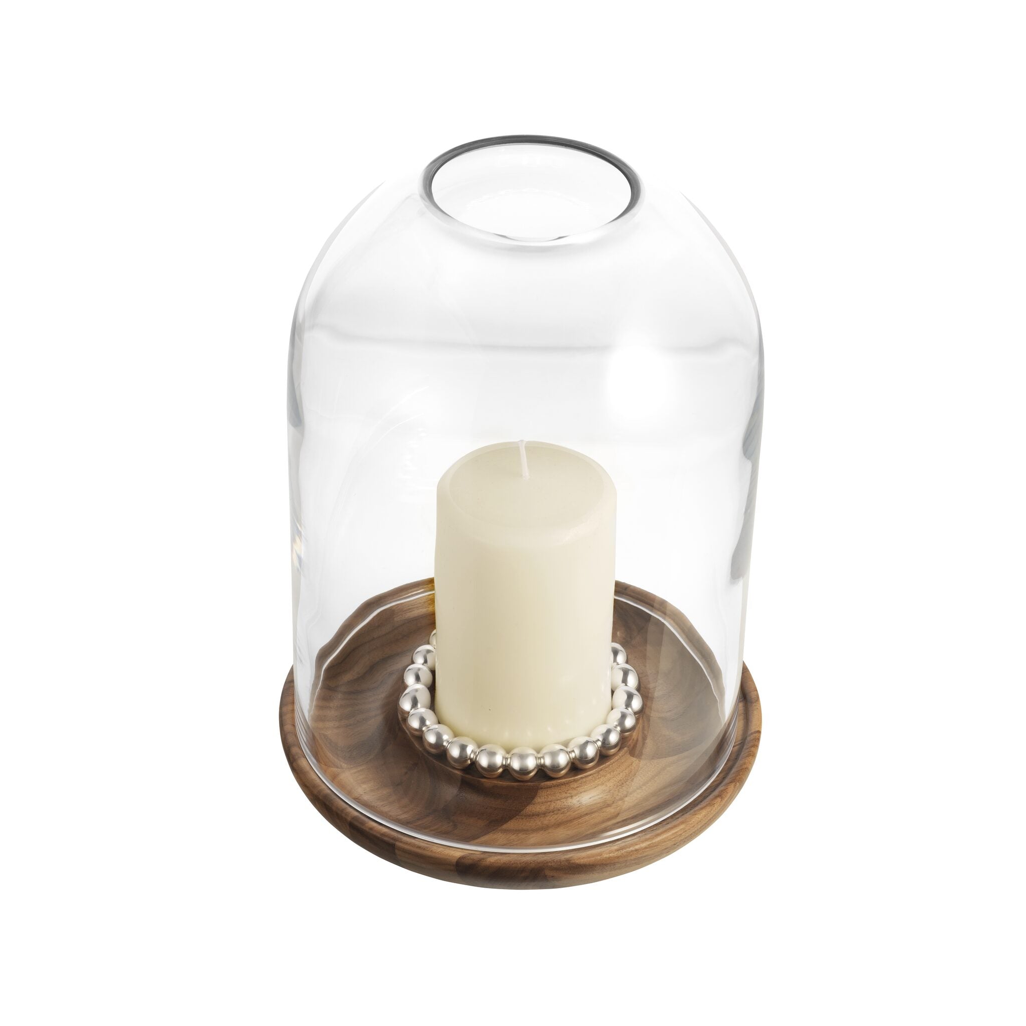 Christofle Perles Large Silver-Plated and Walnut Hurricane — additional view